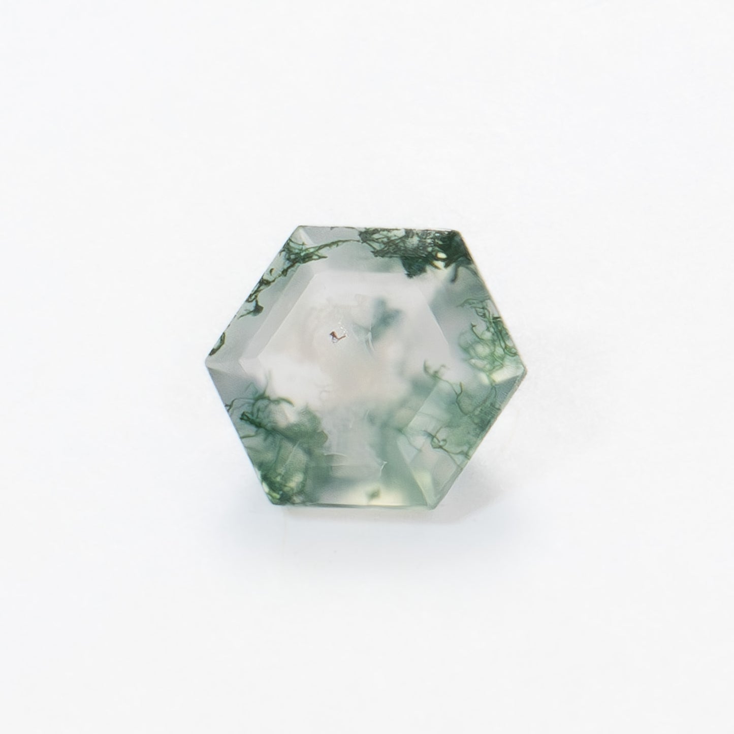 7mm Hexagon Green Moss Agate