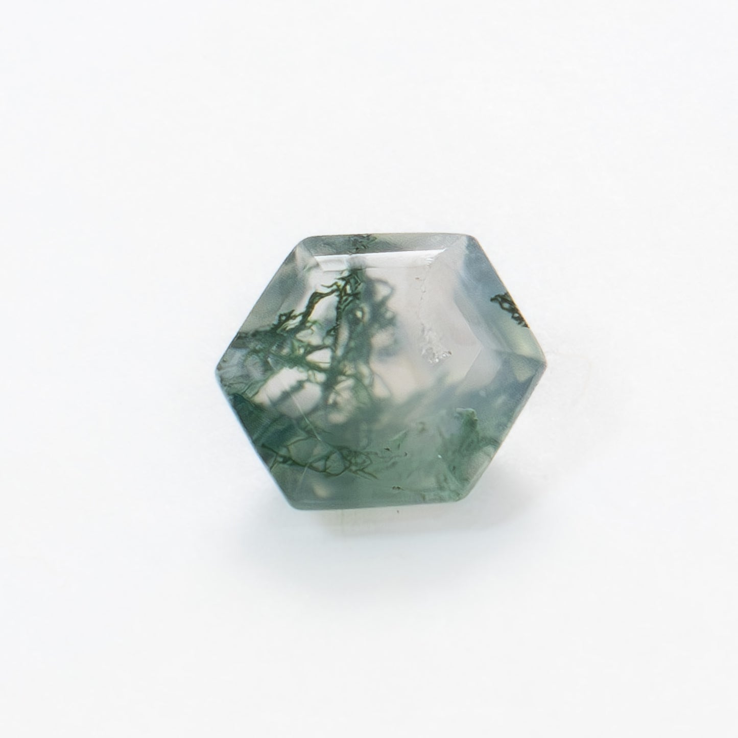 7mm Hexagon Green Moss Agate