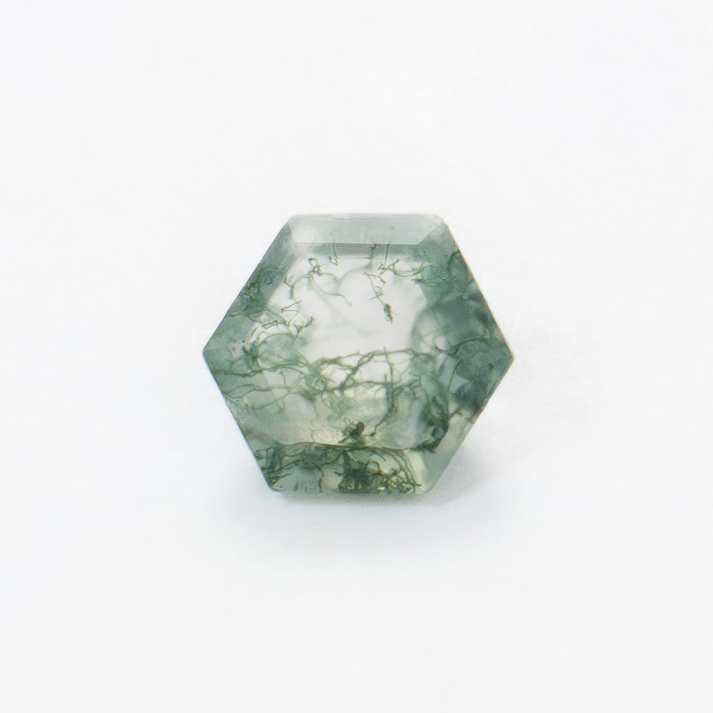 7mm Hexagon Green Moss Agate
