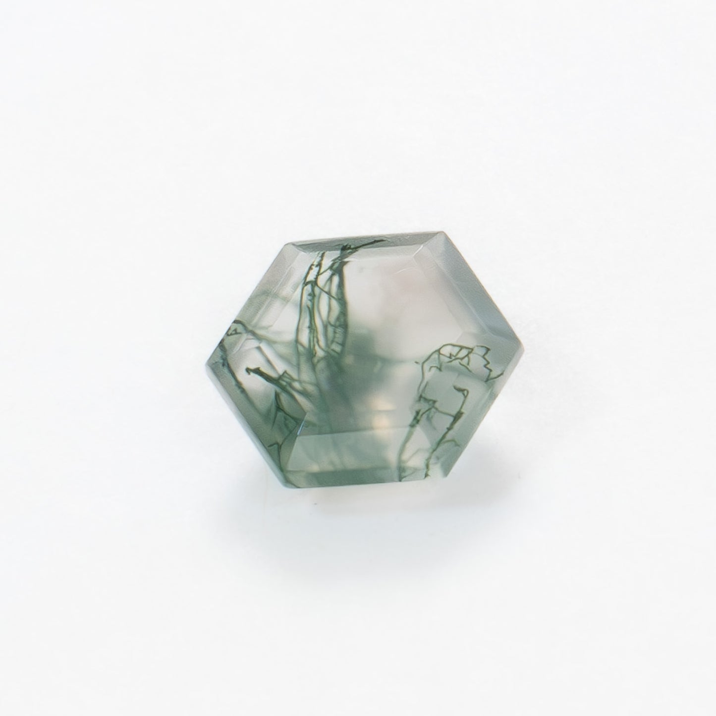 7mm Hexagon Green Moss Agate