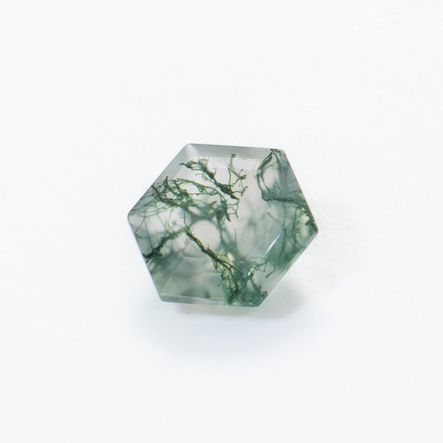 7mm Hexagon Green Moss Agate