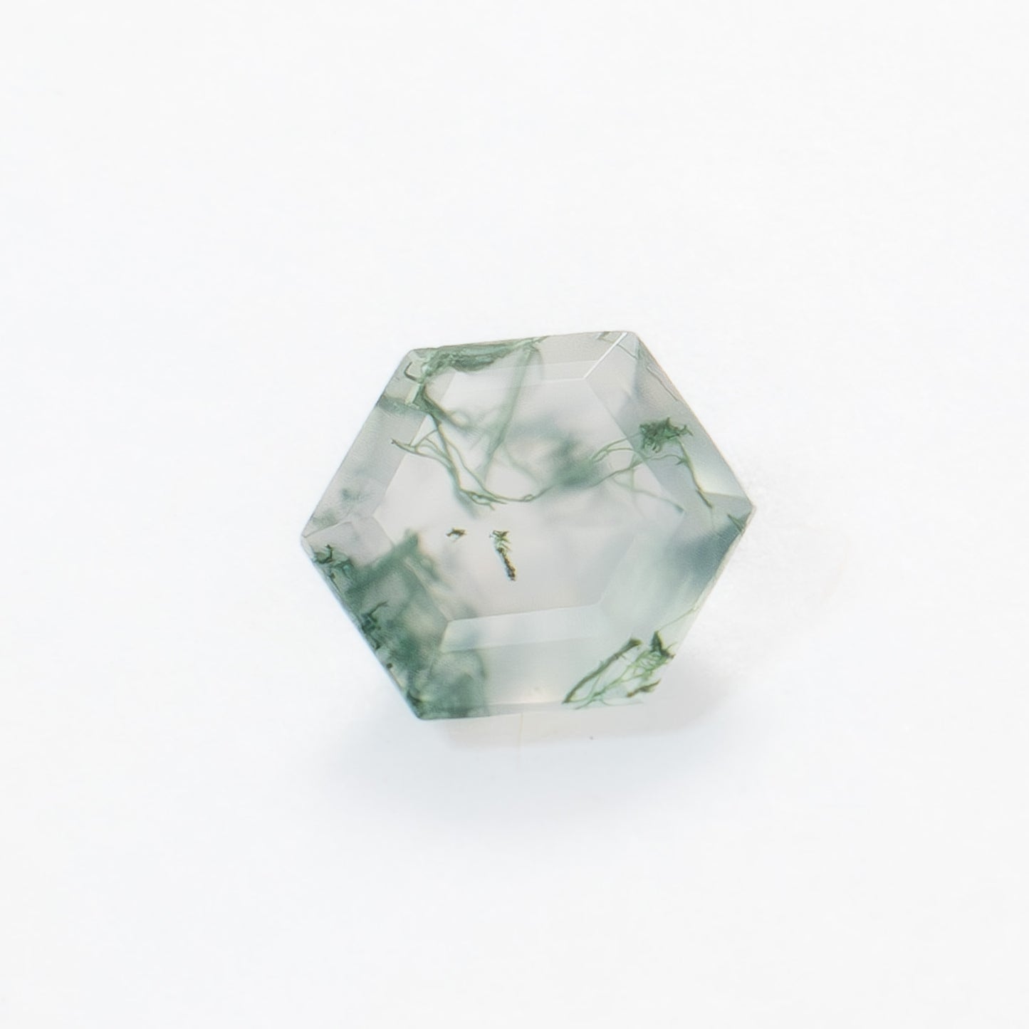 7mm Hexagon Green Moss Agate