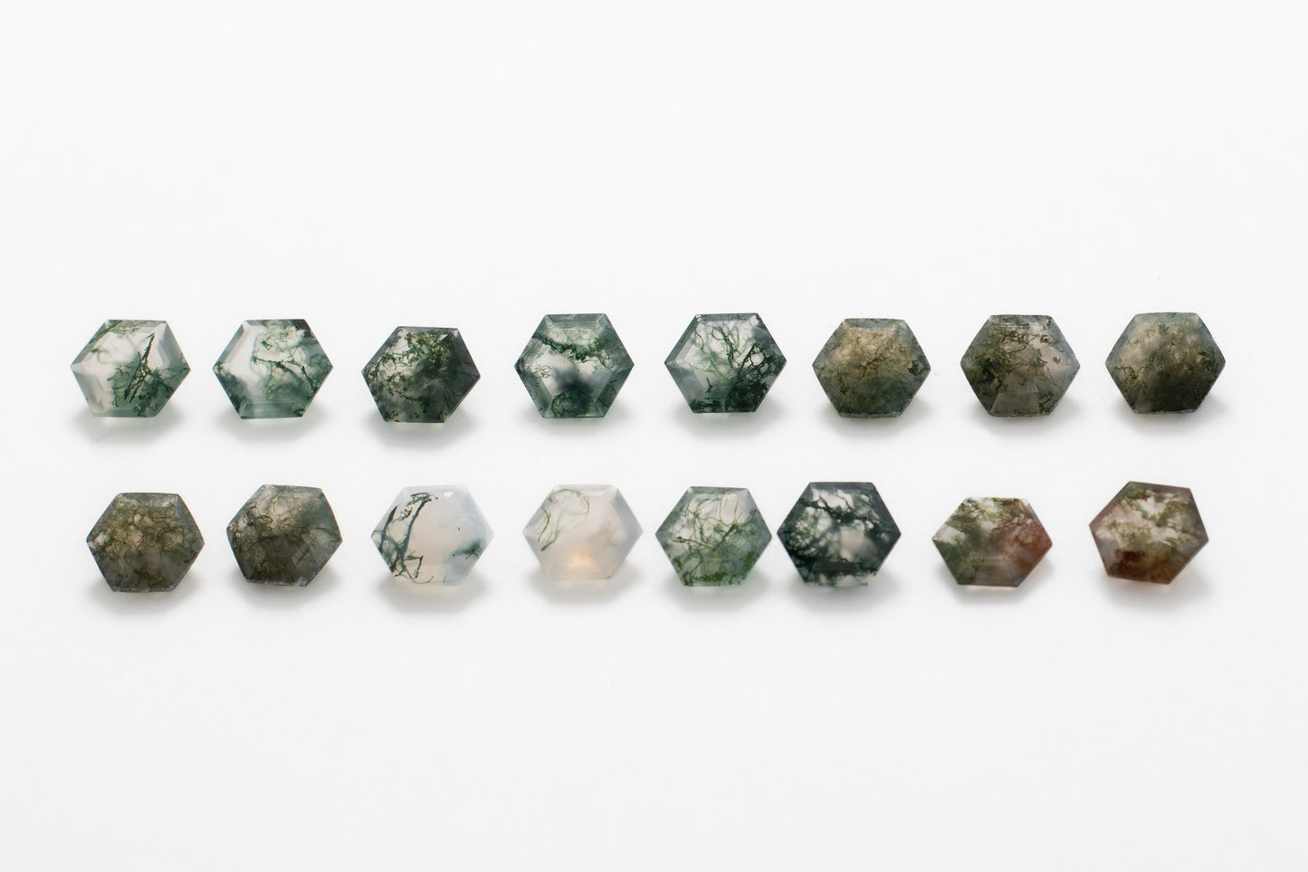 8mm Hexagon Green Moss Agate
