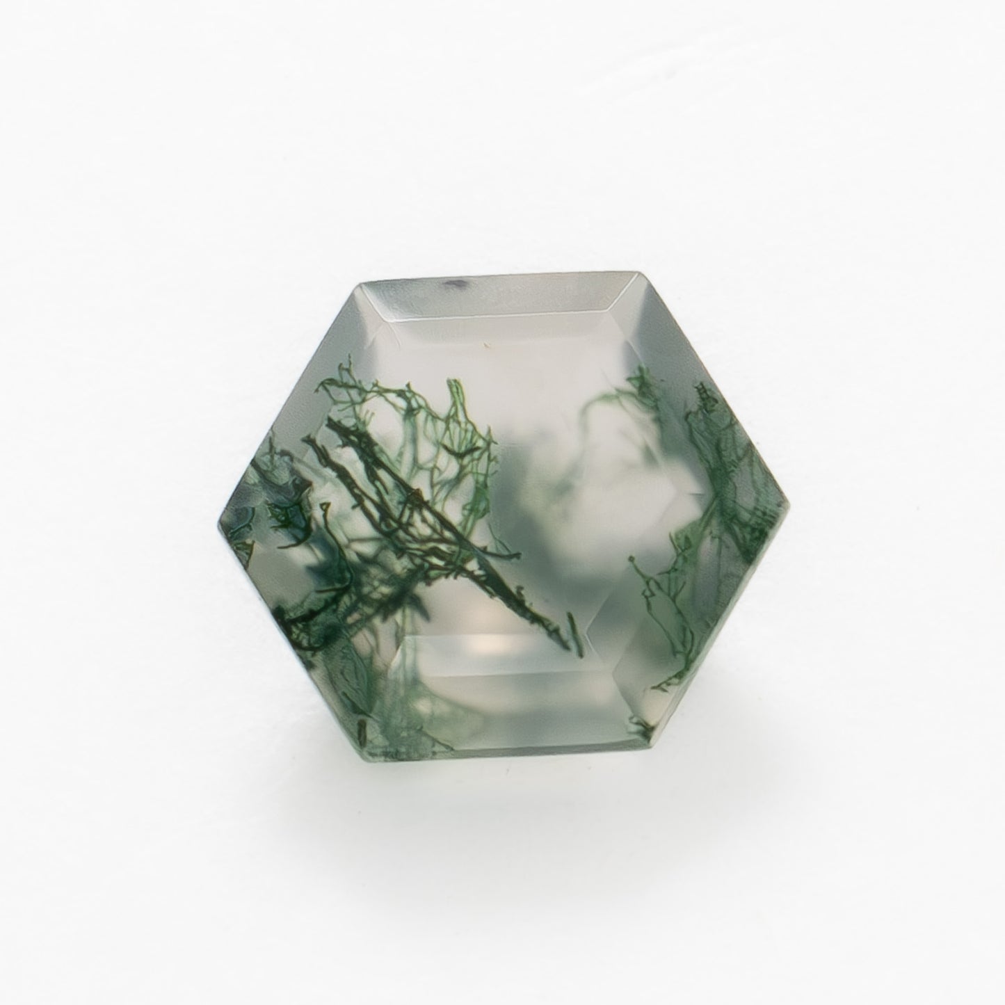 8mm Hexagon Green Moss Agate