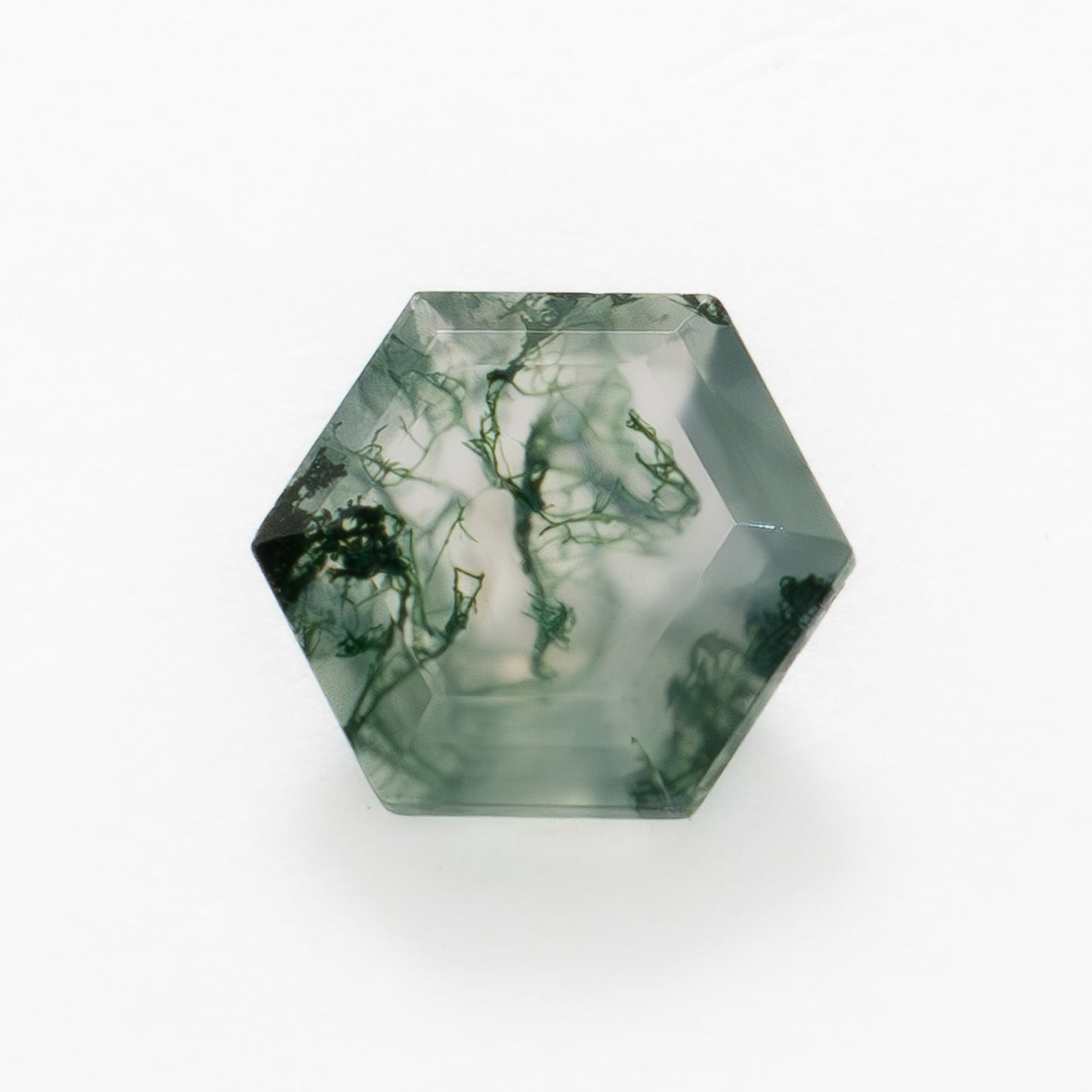 8mm Hexagon Green Moss Agate
