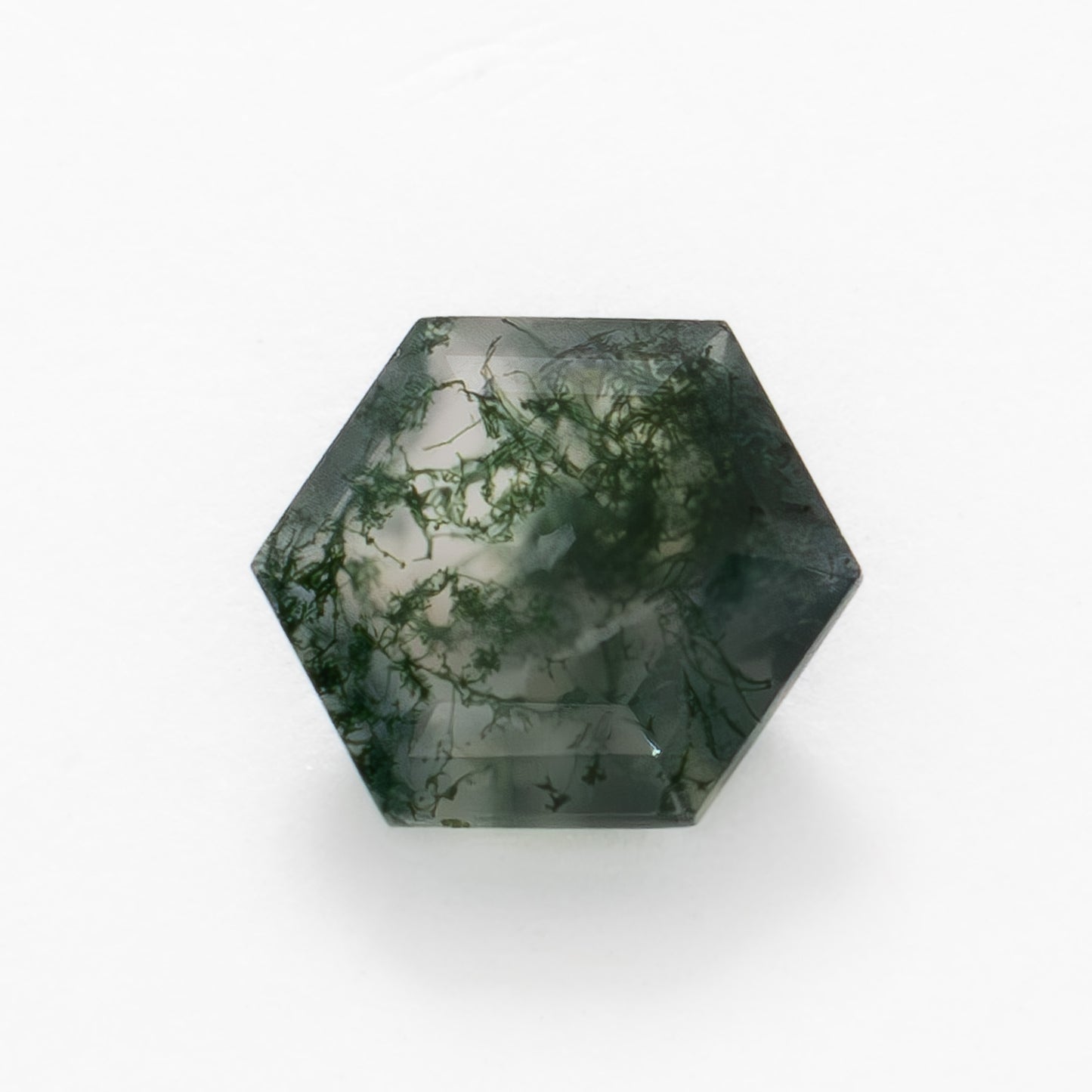 8mm Hexagon Green Moss Agate