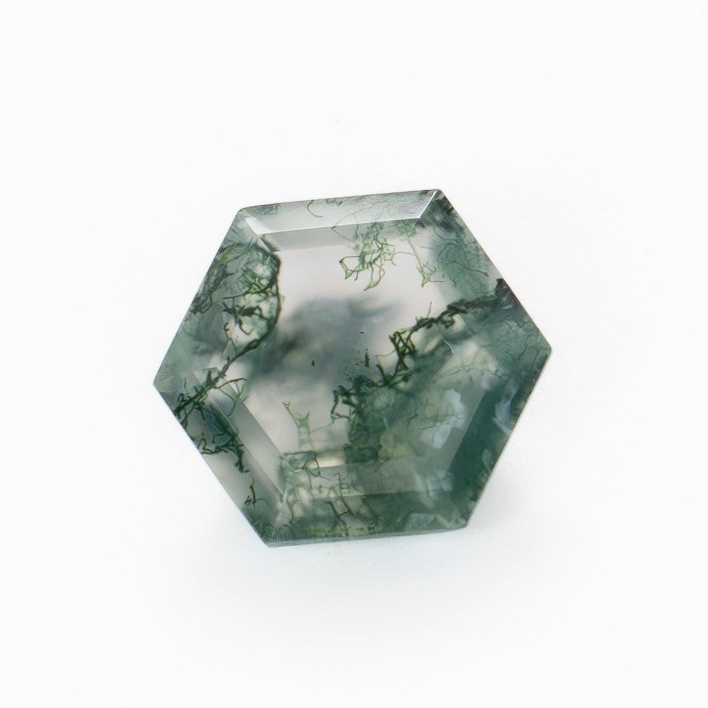 8mm Hexagon Green Moss Agate
