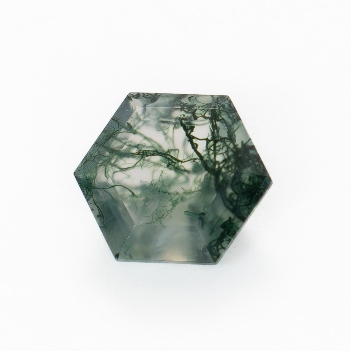8mm Hexagon Green Moss Agate