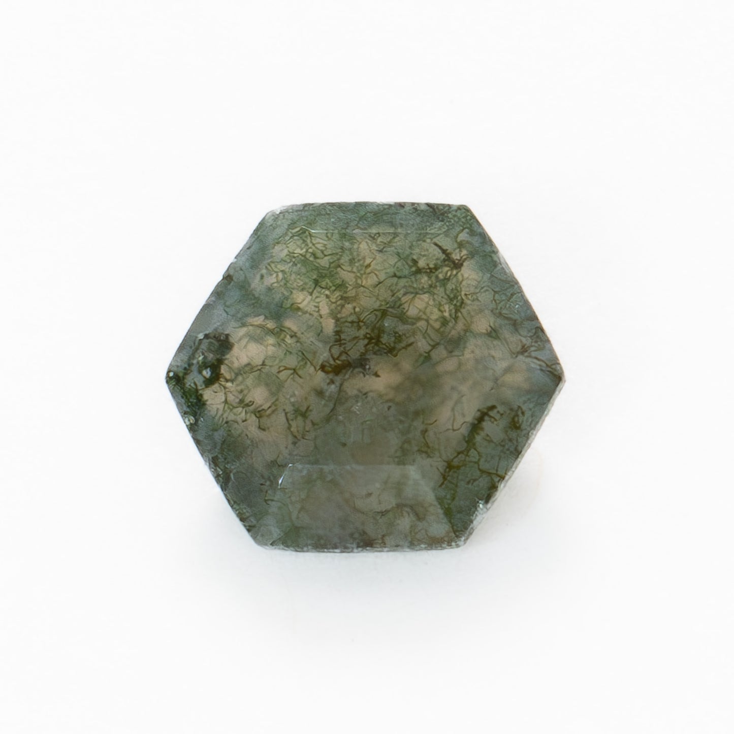 8mm Hexagon Green Moss Agate