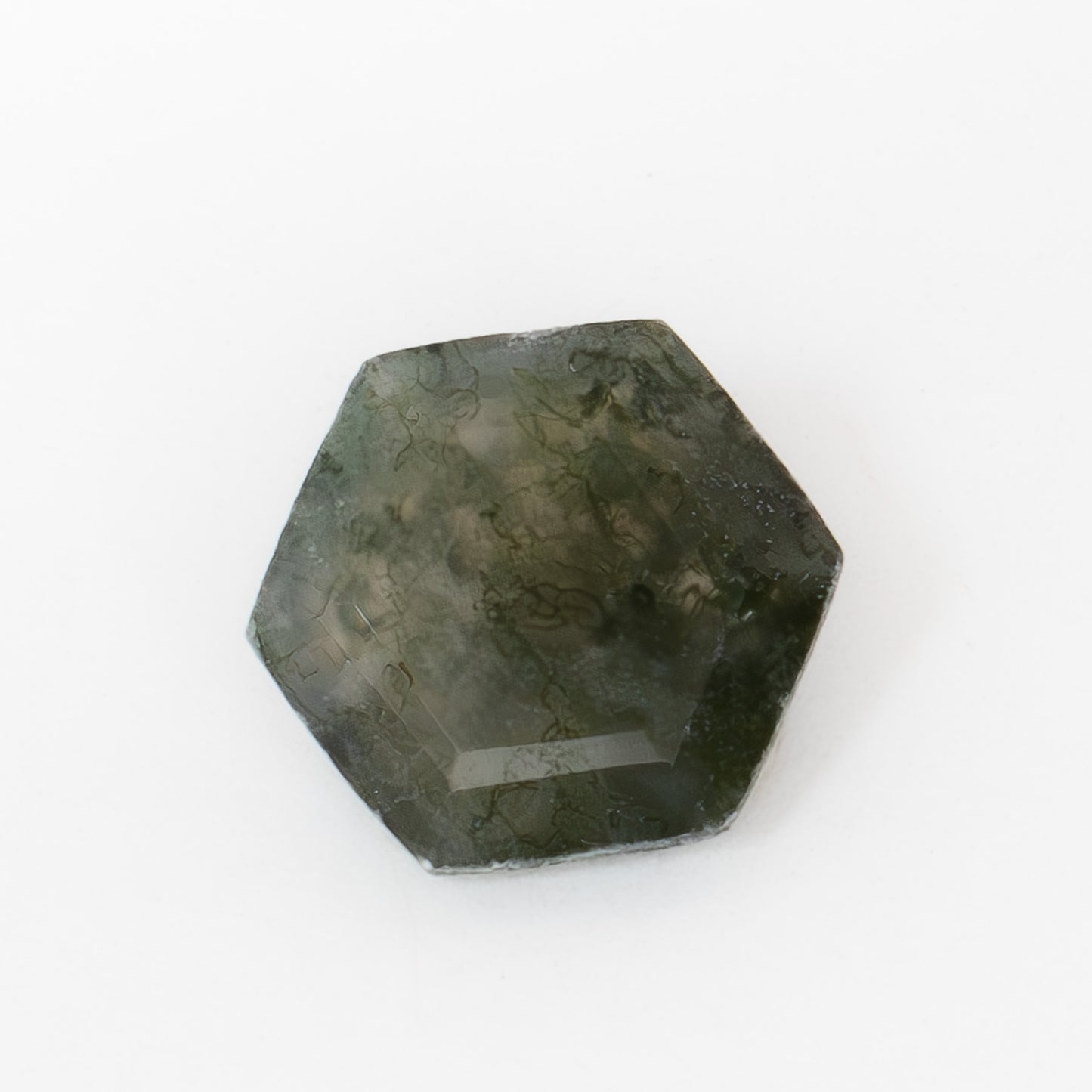 8mm Hexagon Green Moss Agate