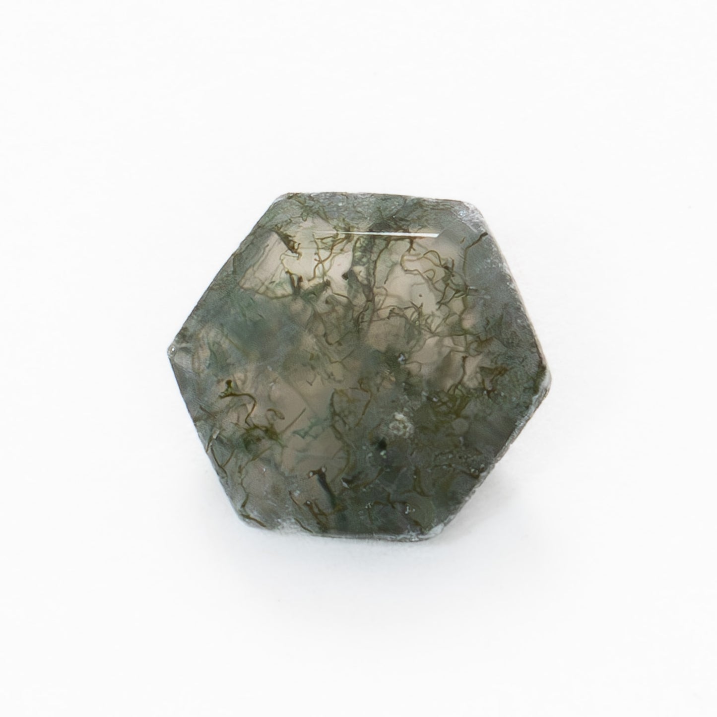 8mm Hexagon Green Moss Agate