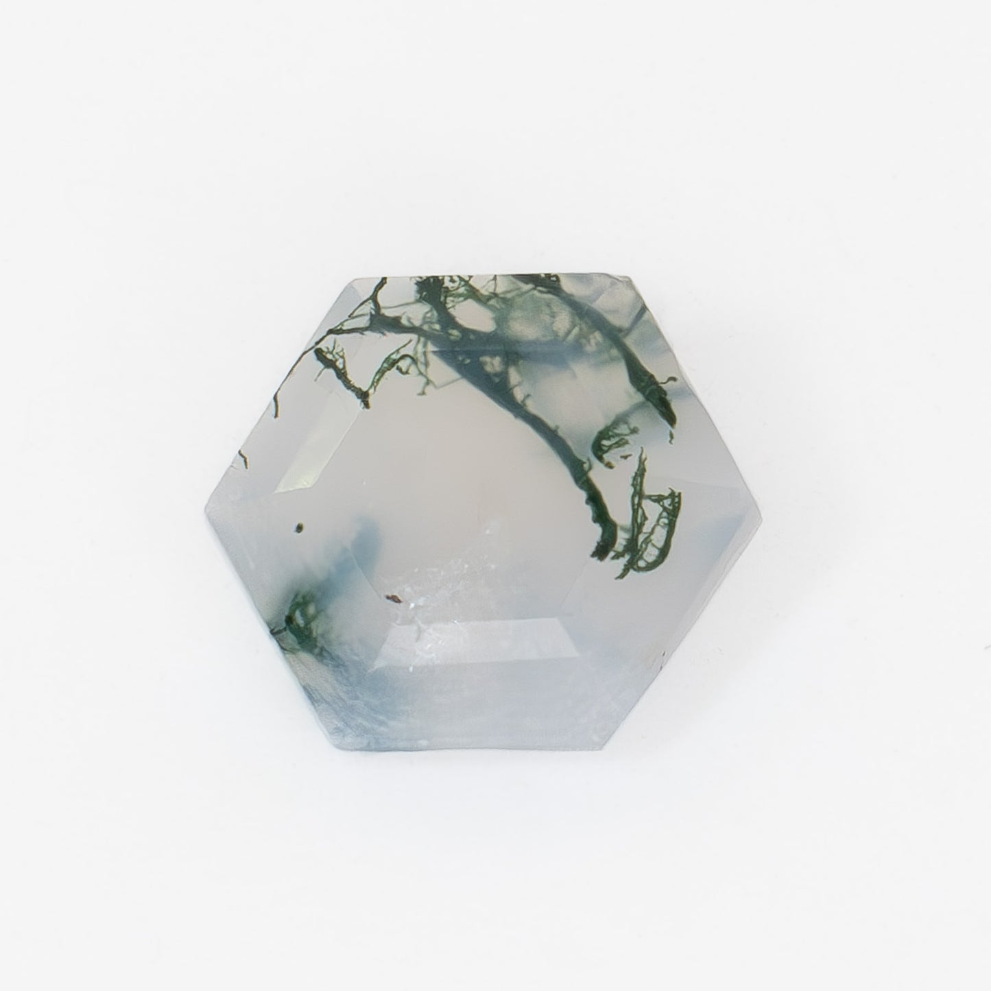 8mm Hexagon Green Moss Agate