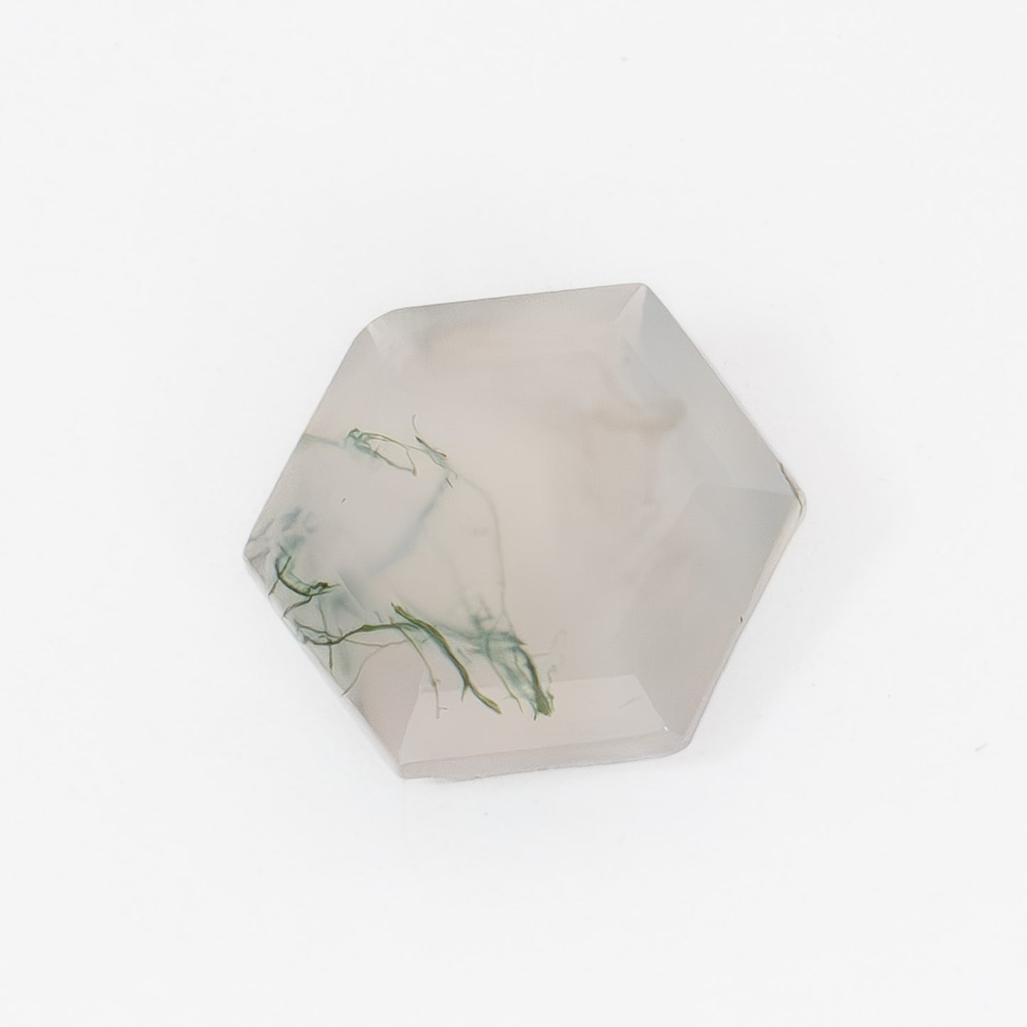 8mm Hexagon Green Moss Agate