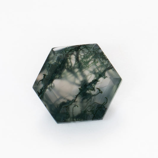 8mm Hexagon Green Moss Agate