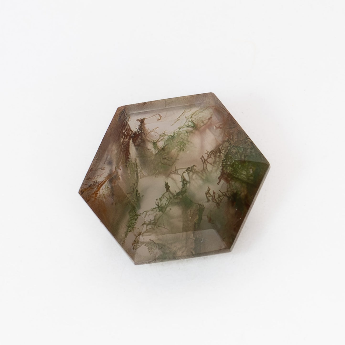 8mm Hexagon Mixed Moss Agate