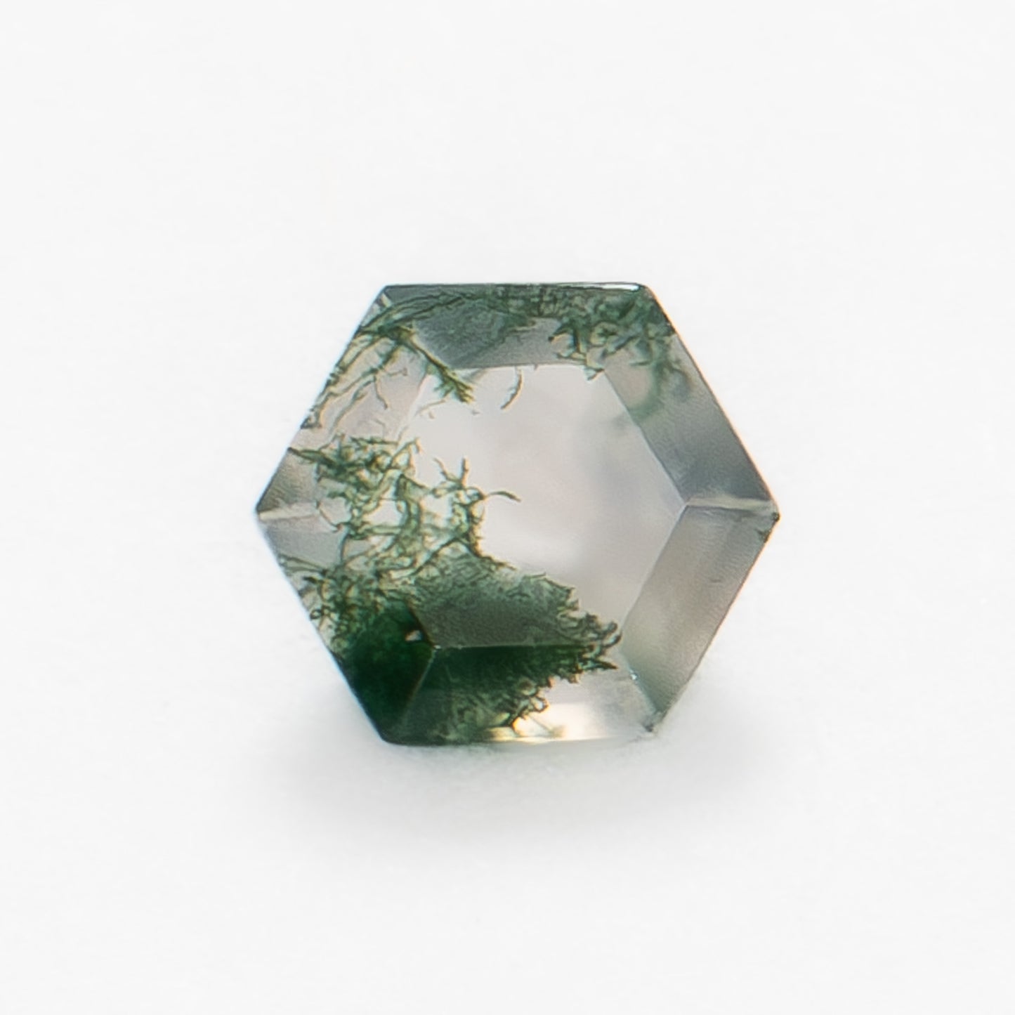 5mm Hexagon Green Moss Agate
