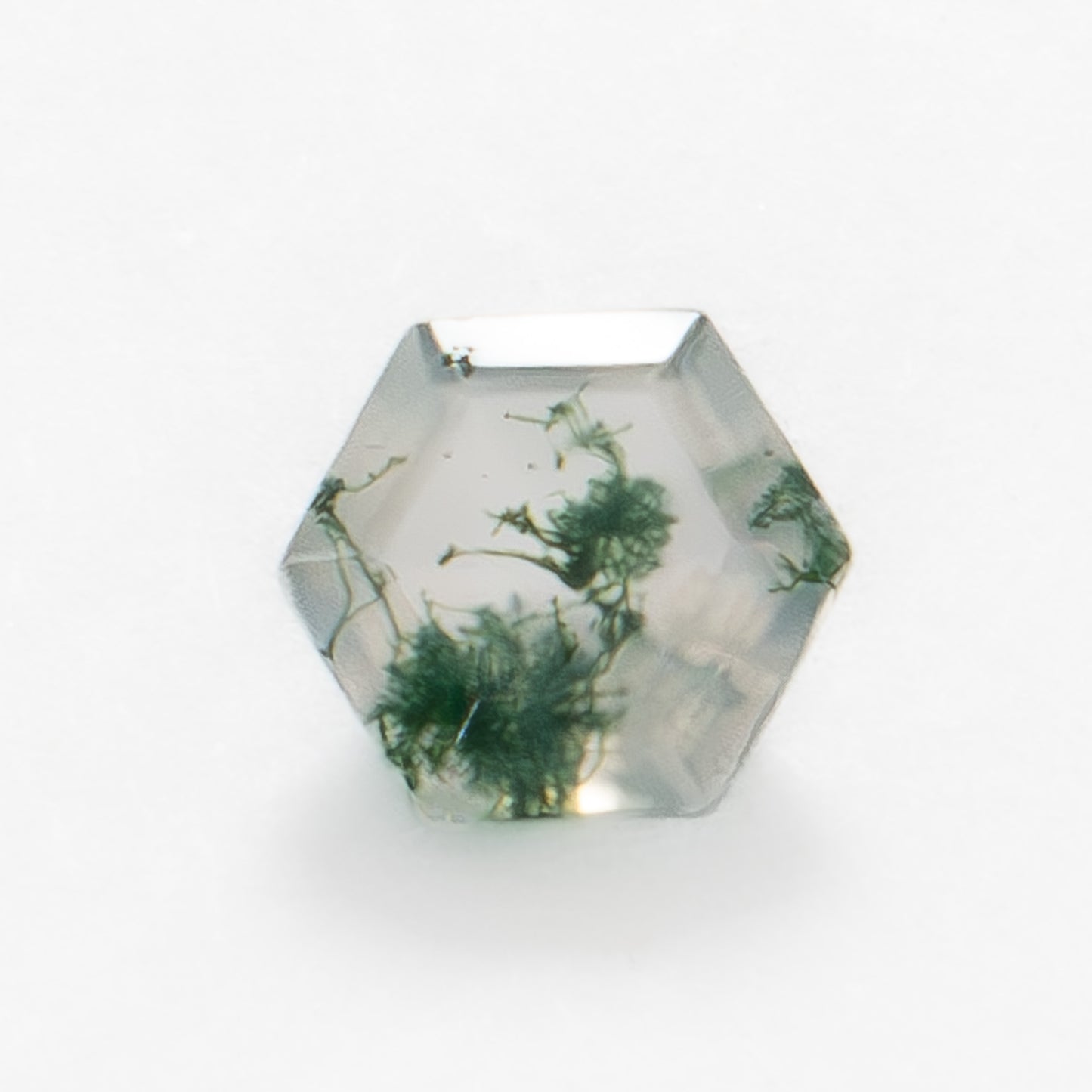 5mm Hexagon Green Moss Agate