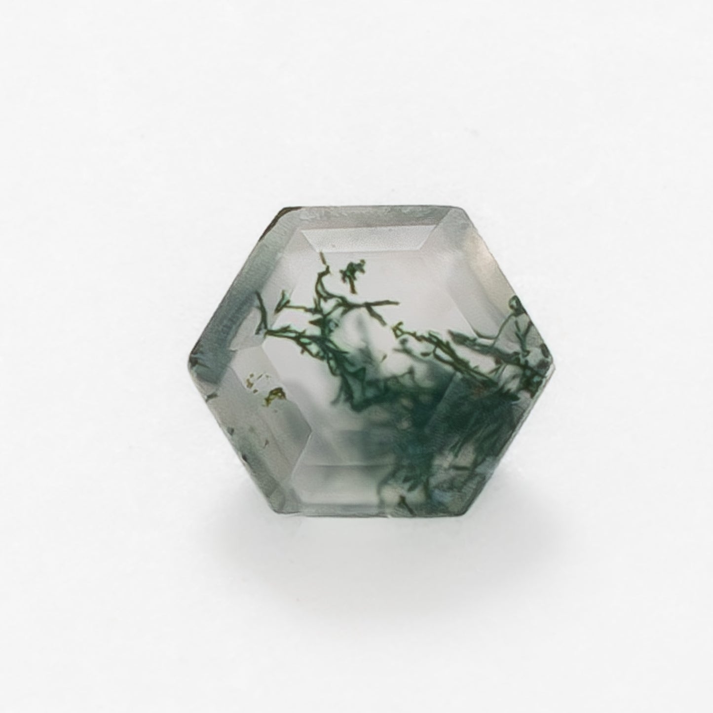 5mm Hexagon Green Moss Agate