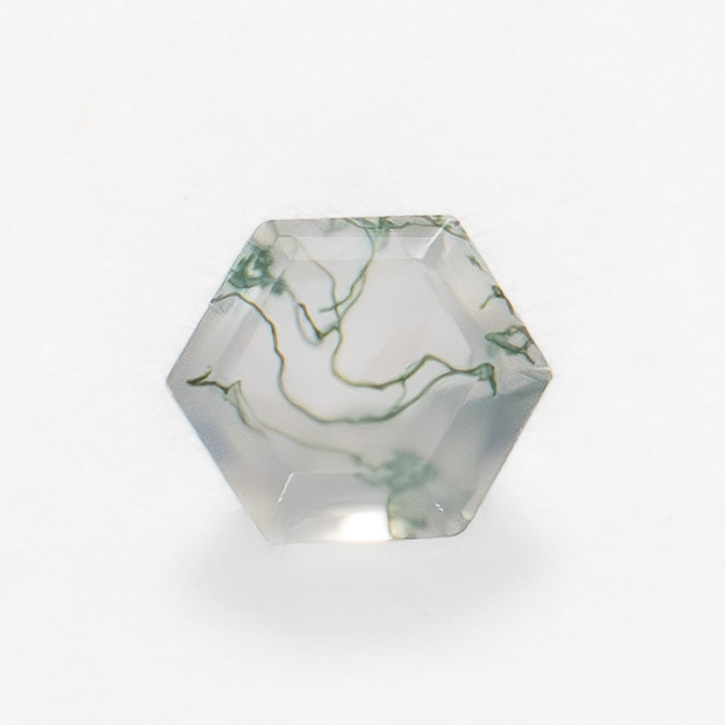 5mm Hexagon Green Moss Agate