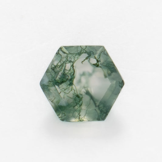 5mm Hexagon Green Moss Agate