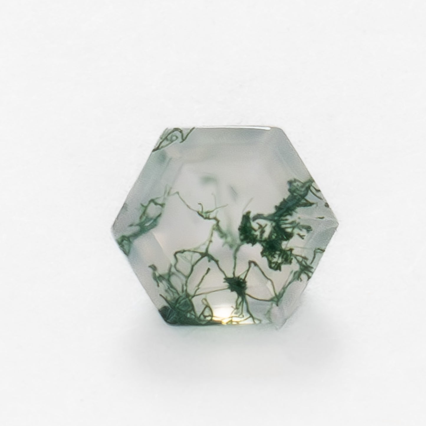 5mm Hexagon Green Moss Agate