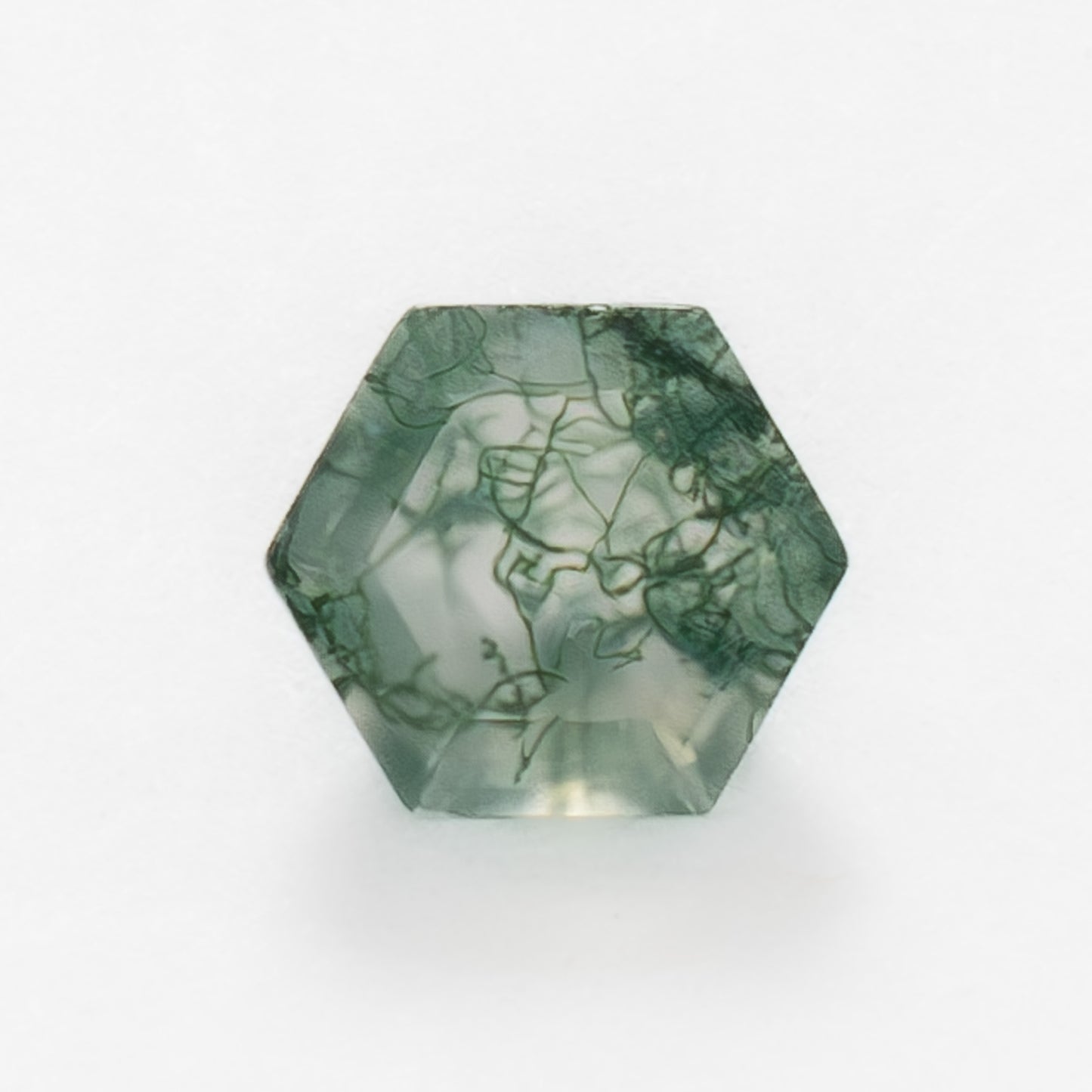 5mm Hexagon Green Moss Agate