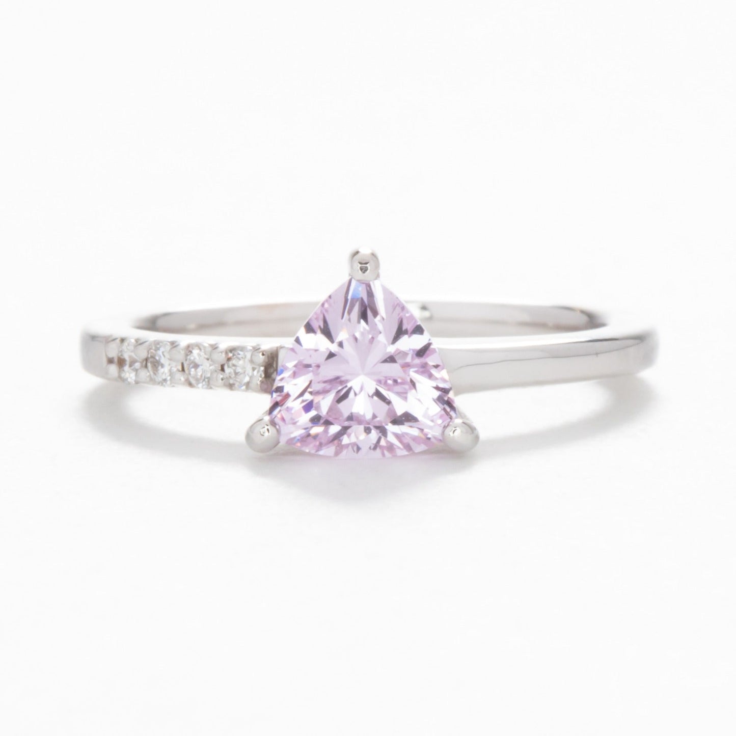 Norah trillion engagement ring with lavender yag