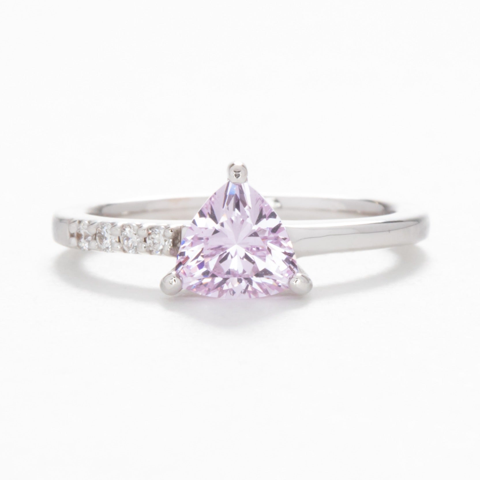 Norah trillion engagement ring with lavender yag