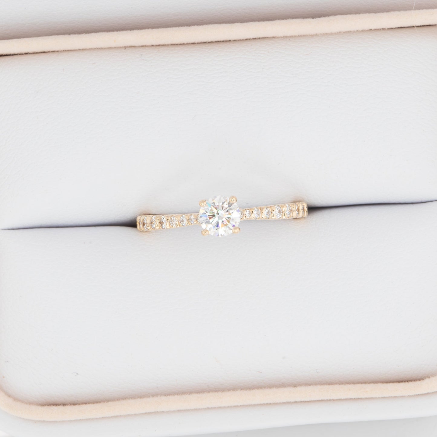Rana engagement ring with round moissanite