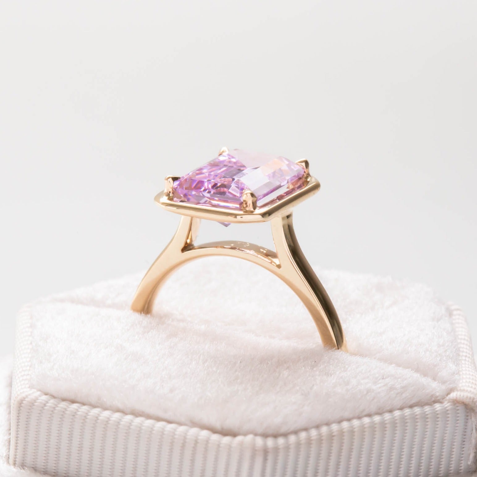 Rory solitaire engagement ring with step cut lab yag