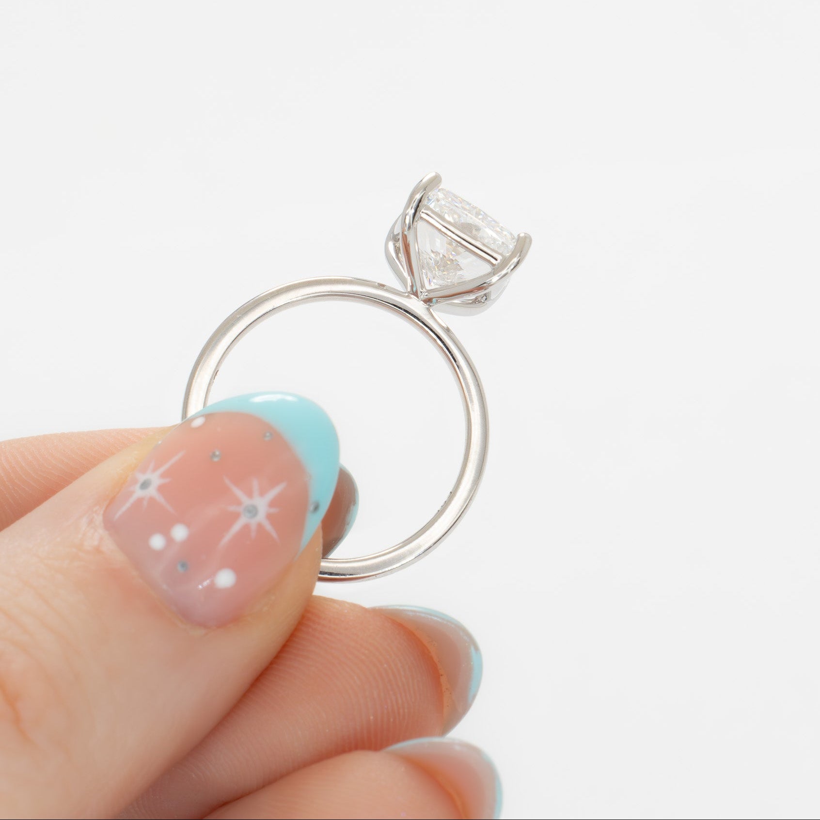 Serene solitaire with 3.90ct radiant lab diamond