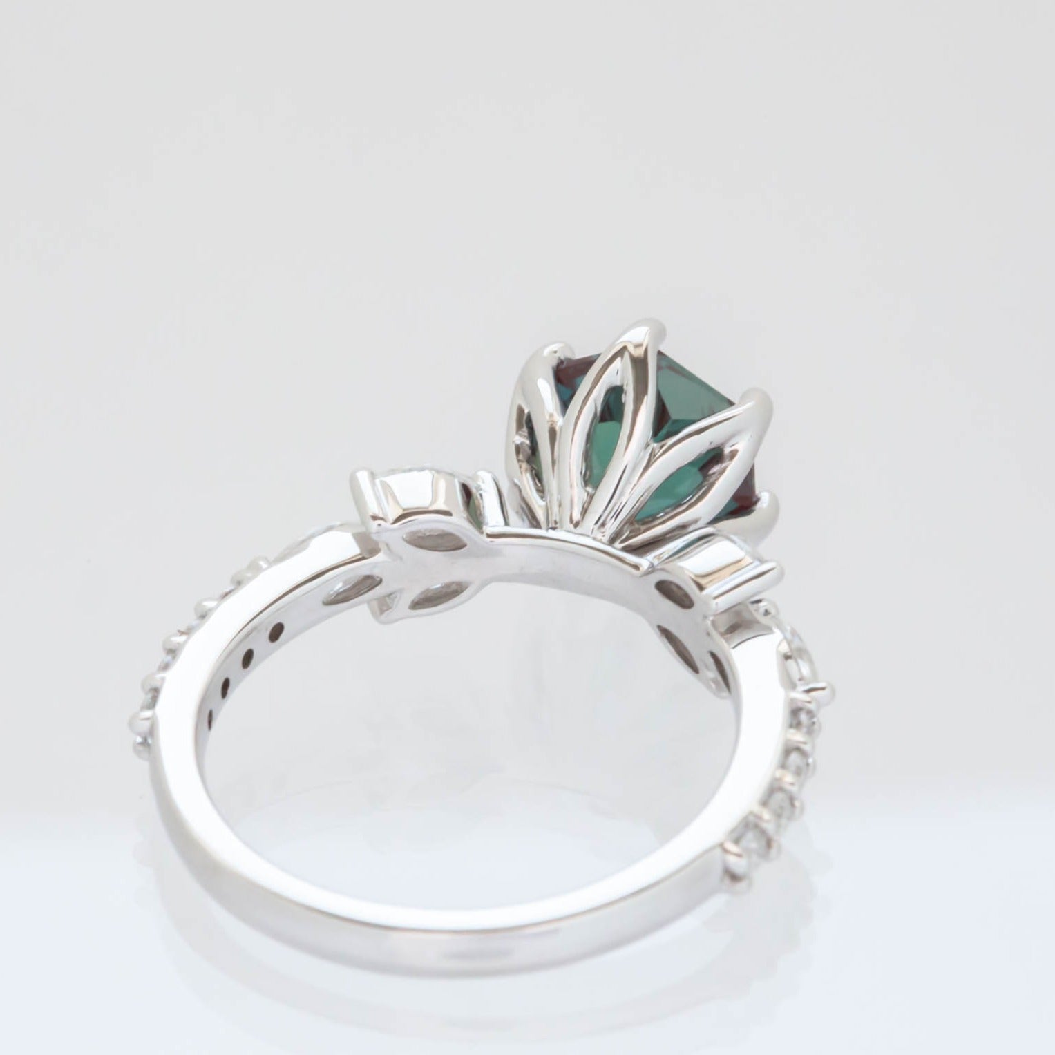 Talia floral inspired engagement ring with lab alexandrite