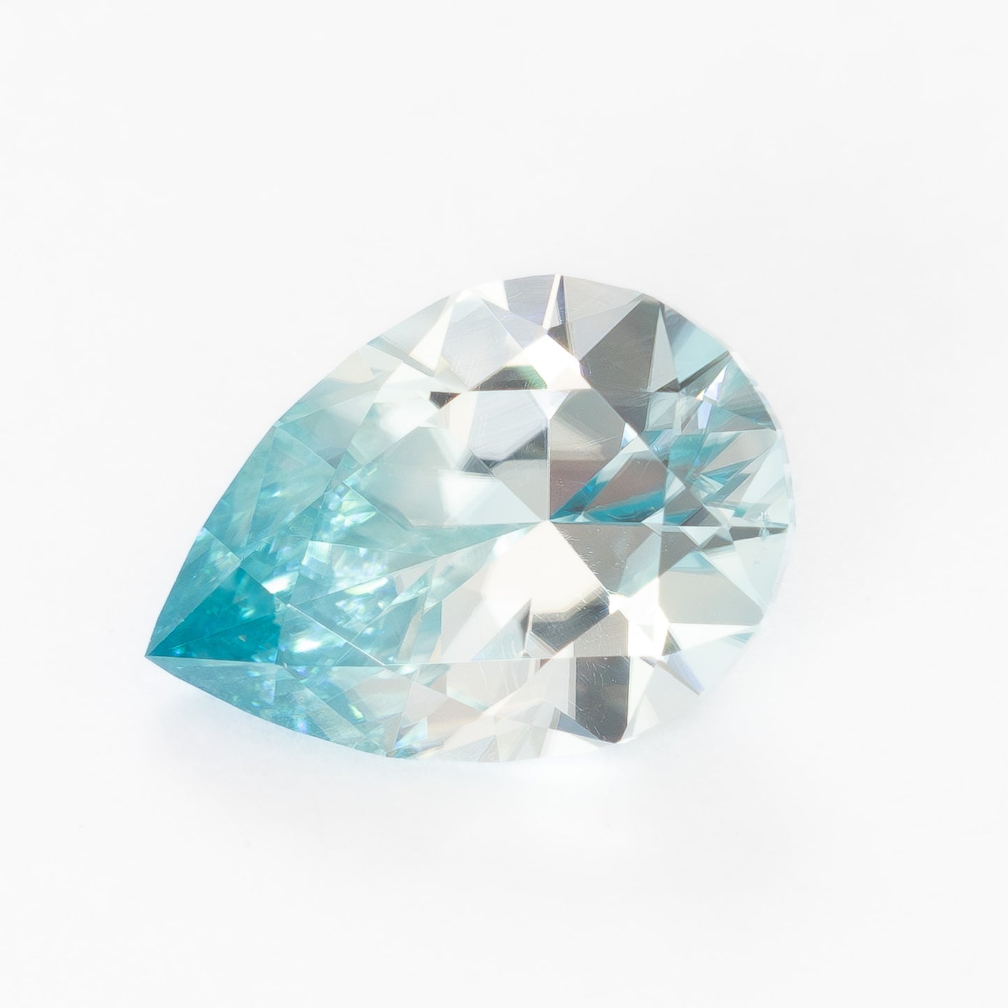 ZR0125 2.53ct blue-green pear cut zircon