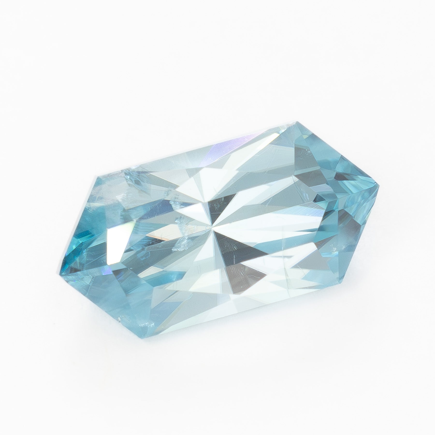 ZR0128 2.45ct elongated hex dutch marquise blue zircon