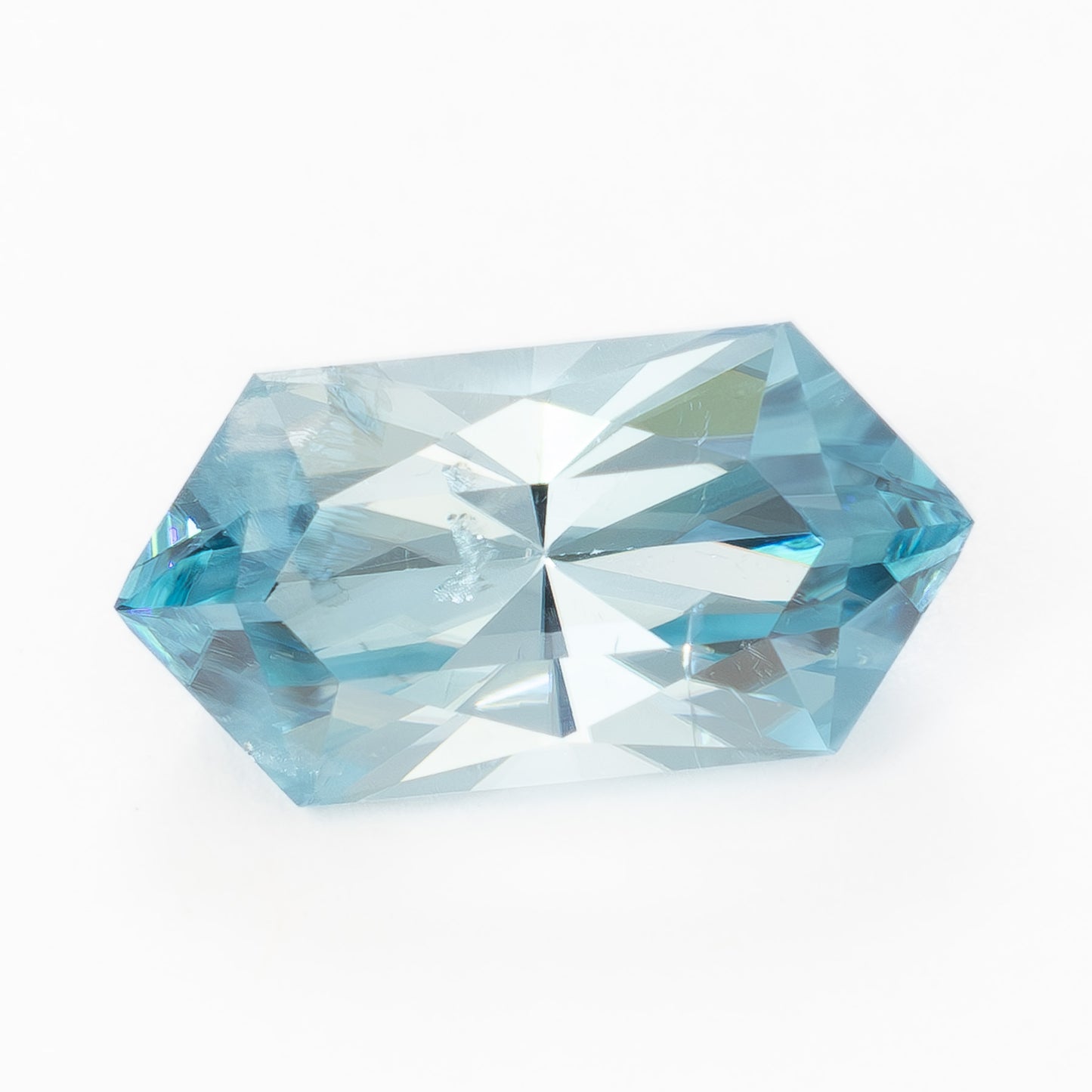 ZR0128 2.45ct elongated hex dutch marquise blue zircon