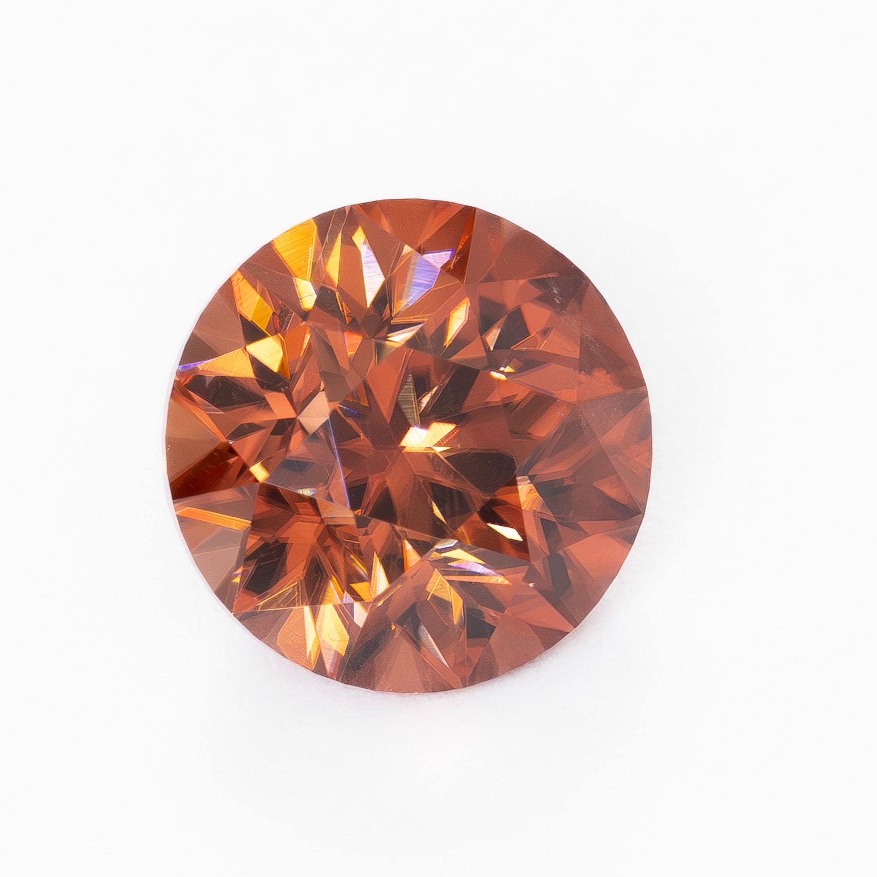 ZR0133 3.29ct dark orange round cut zircon