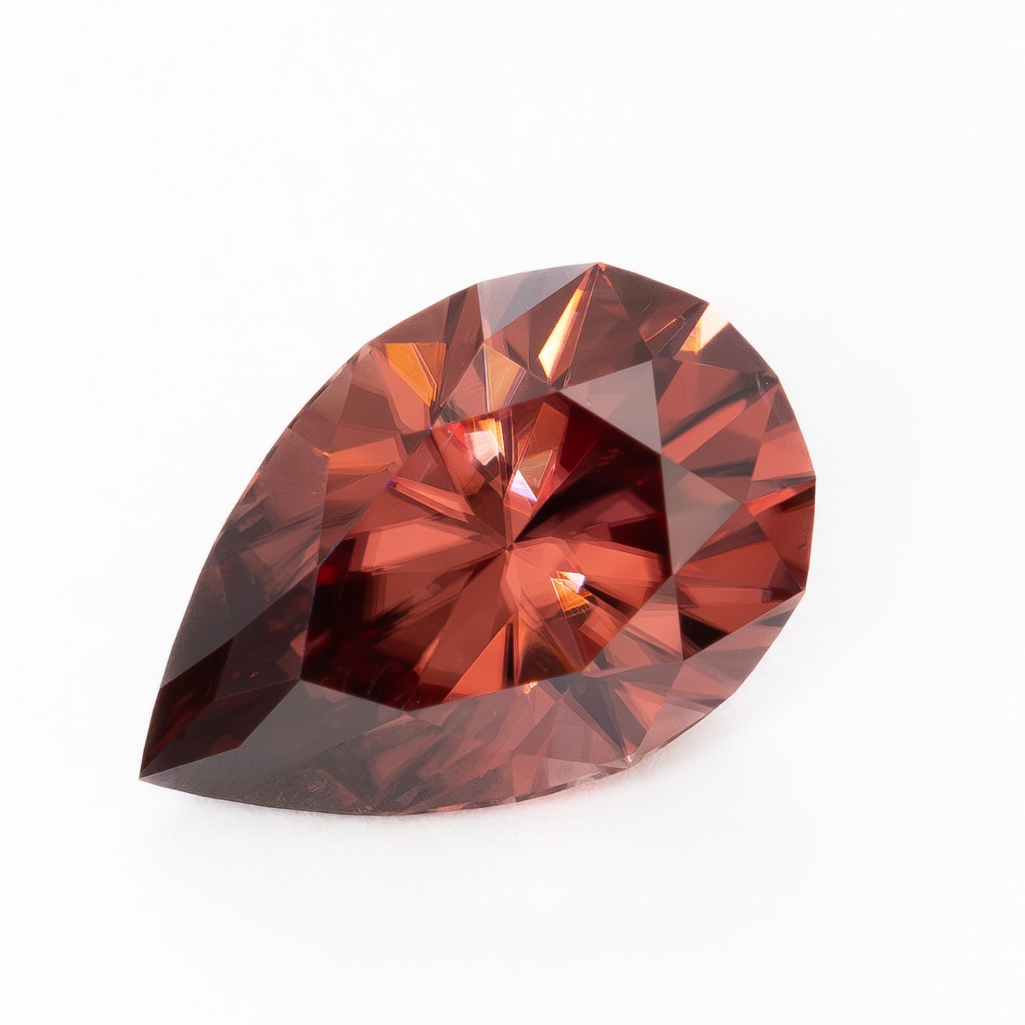 ZR0135 3.21ct copper red pear cut zircon