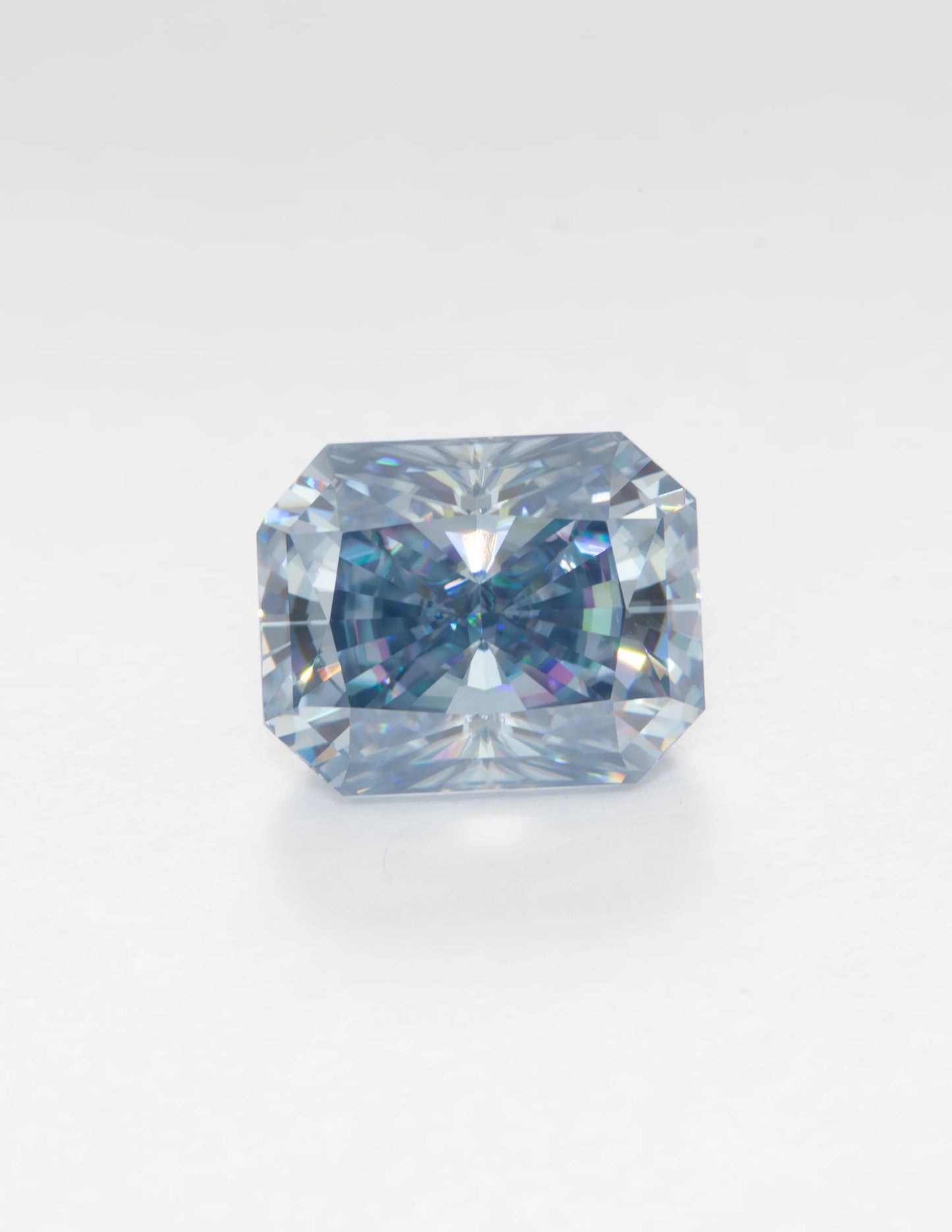 blue moissanite radiant cut