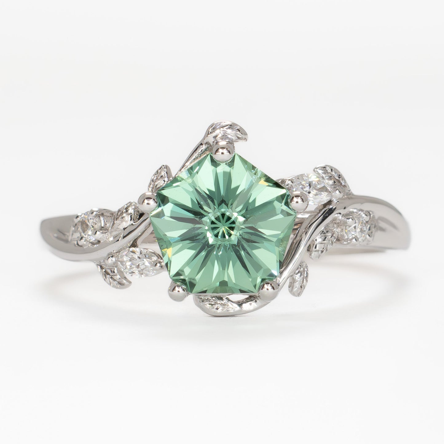 airam nature inspired engagement ring with green hanami lab sapphire
