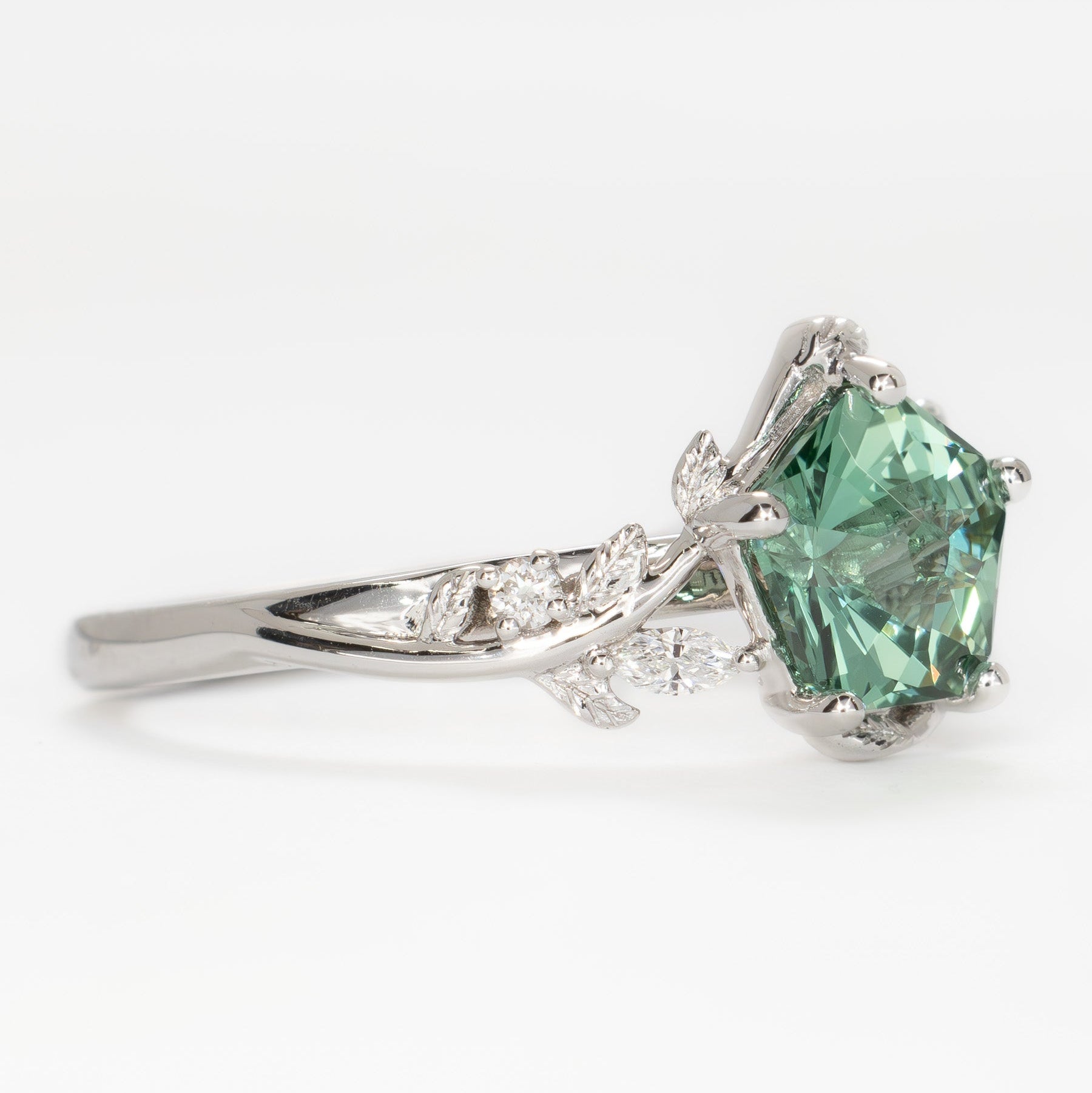 airam nature inspired engagement ring with green hanami lab sapphire