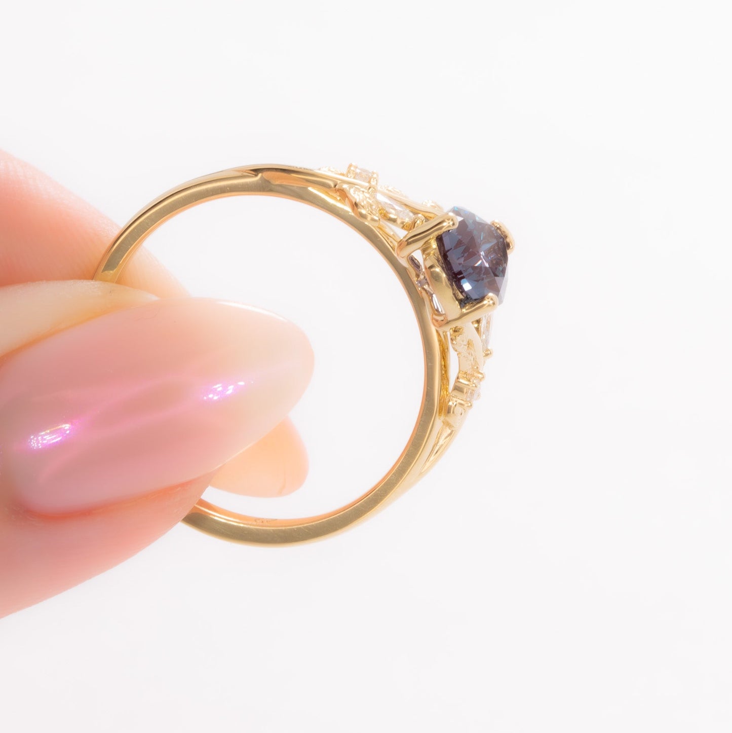 airam nature inspired ring with pear lab alexandrite