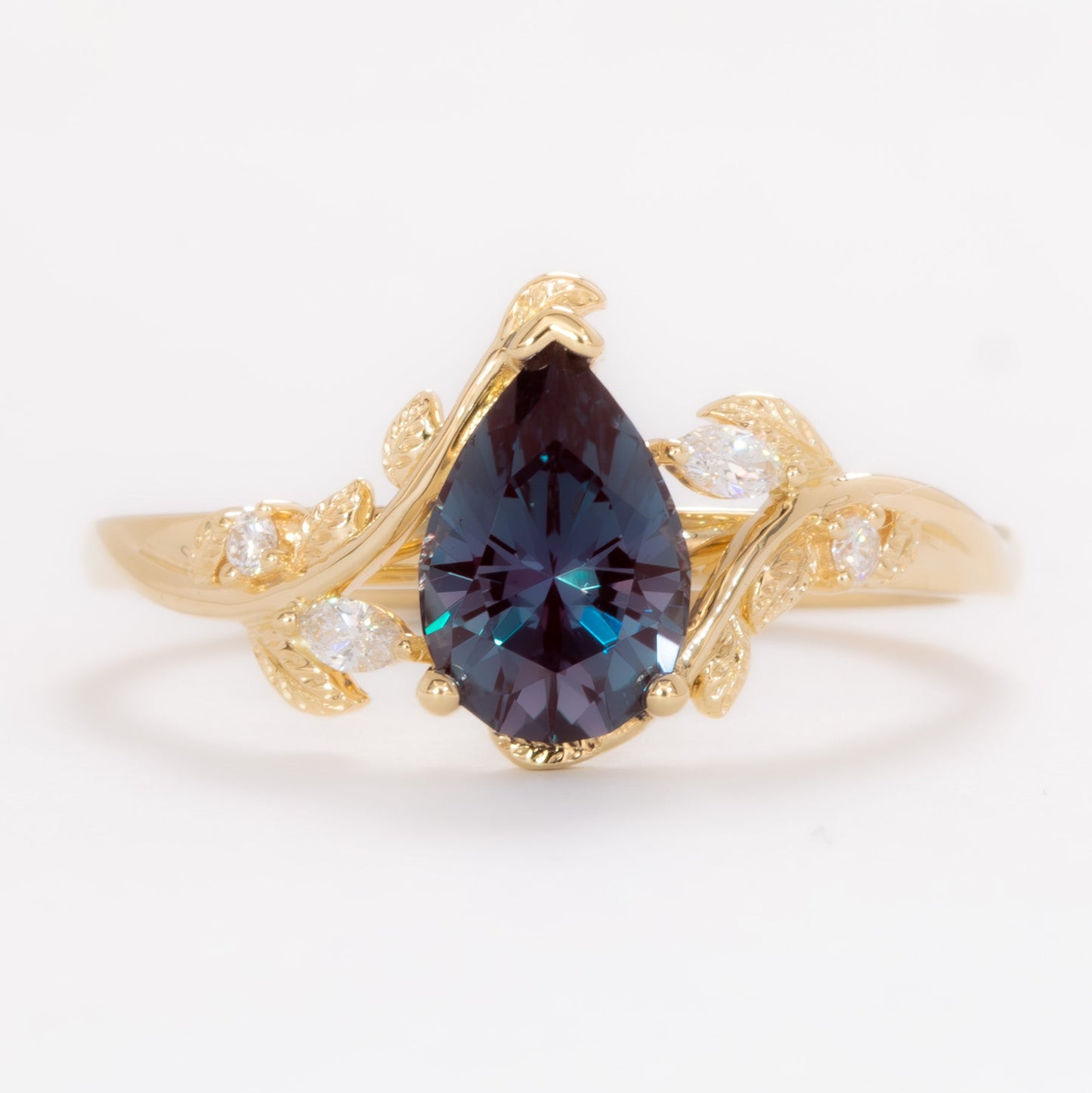 airam nature inspired ring with pear lab alexandrite