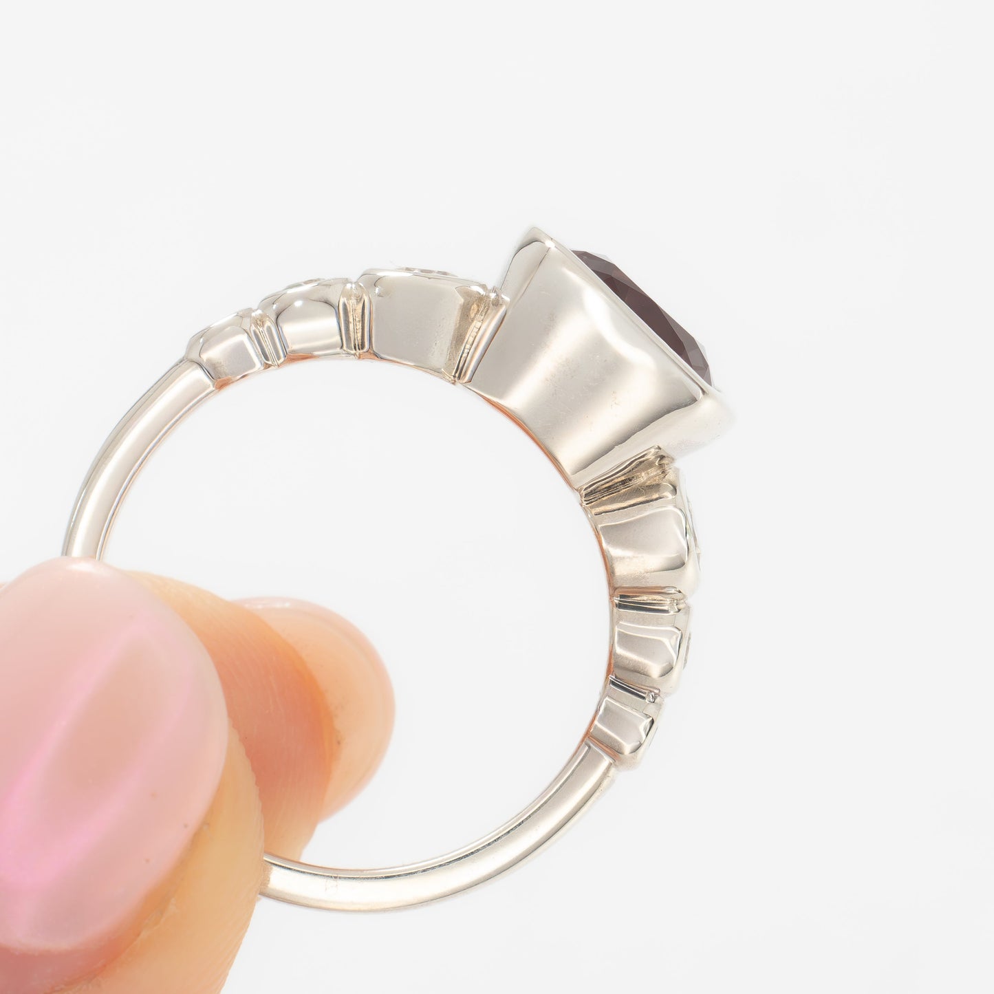 aisha accented bezel ring with lab alexandrite cushion