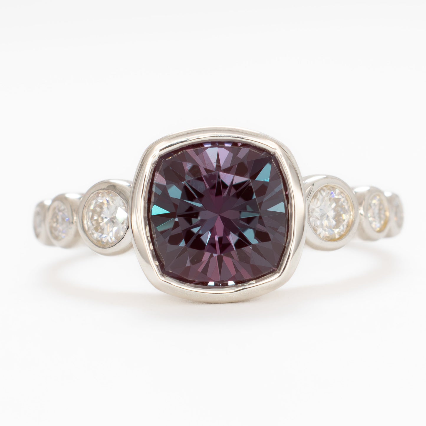 aisha accented bezel ring with lab alexandrite cushion