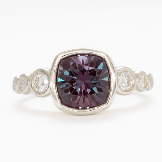 aisha accented bezel ring with lab alexandrite cushion