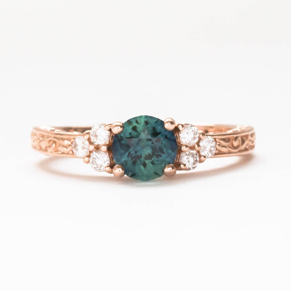 alice engagement ring floral with montana sapphire