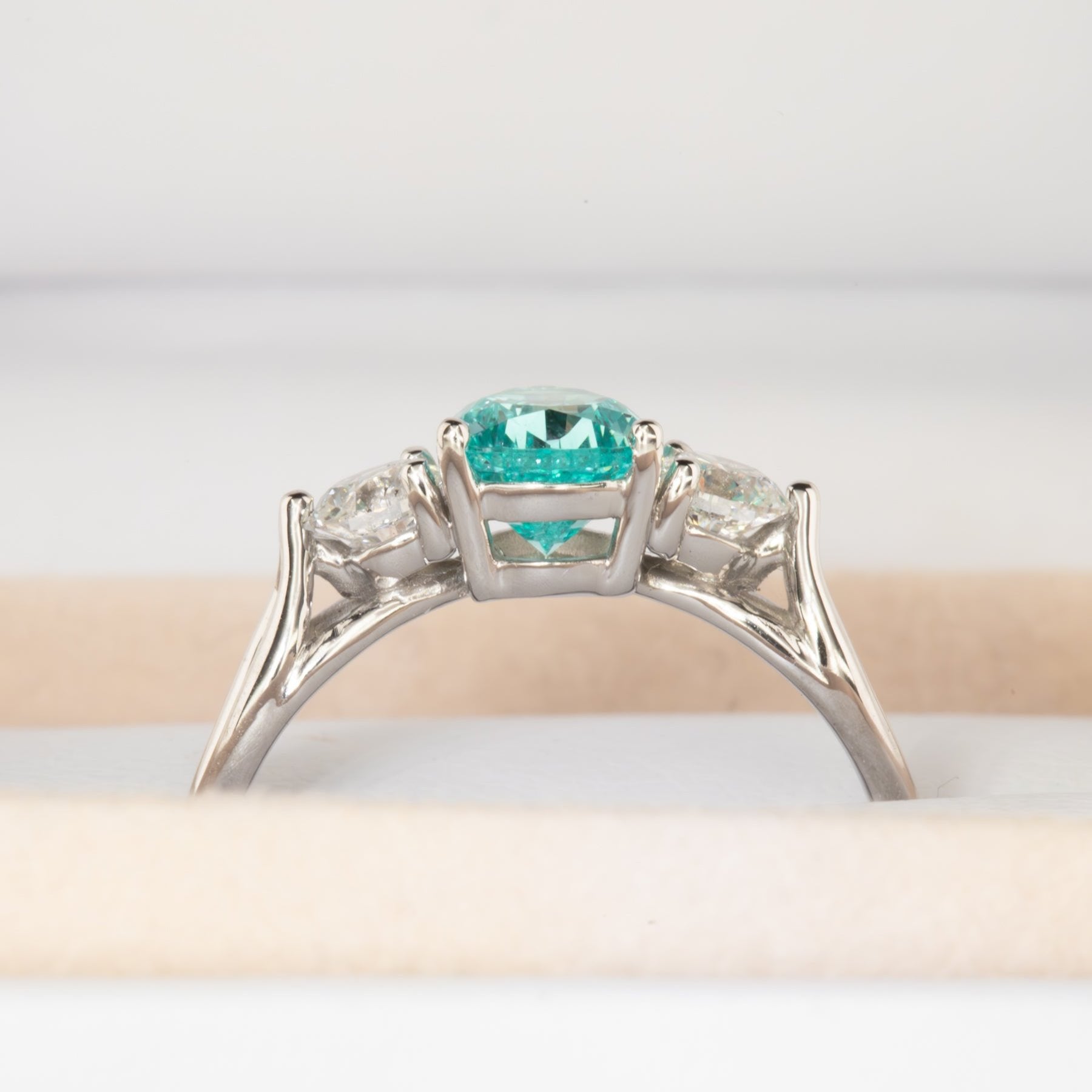 annabelle engagement ring with blue pear lab gem