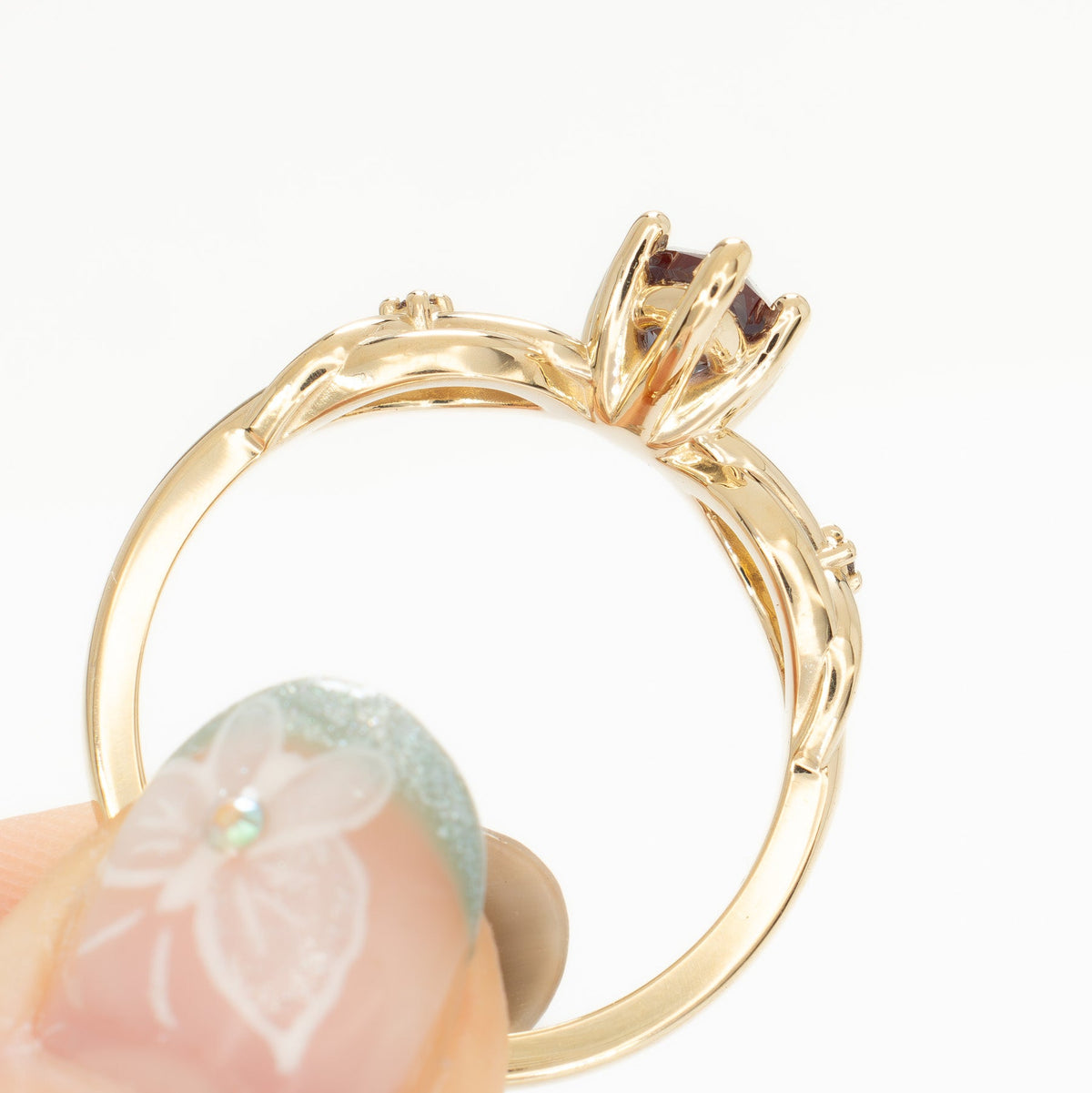 ashwini accented engagement ring in yellow gold with marquise lab alexandrite