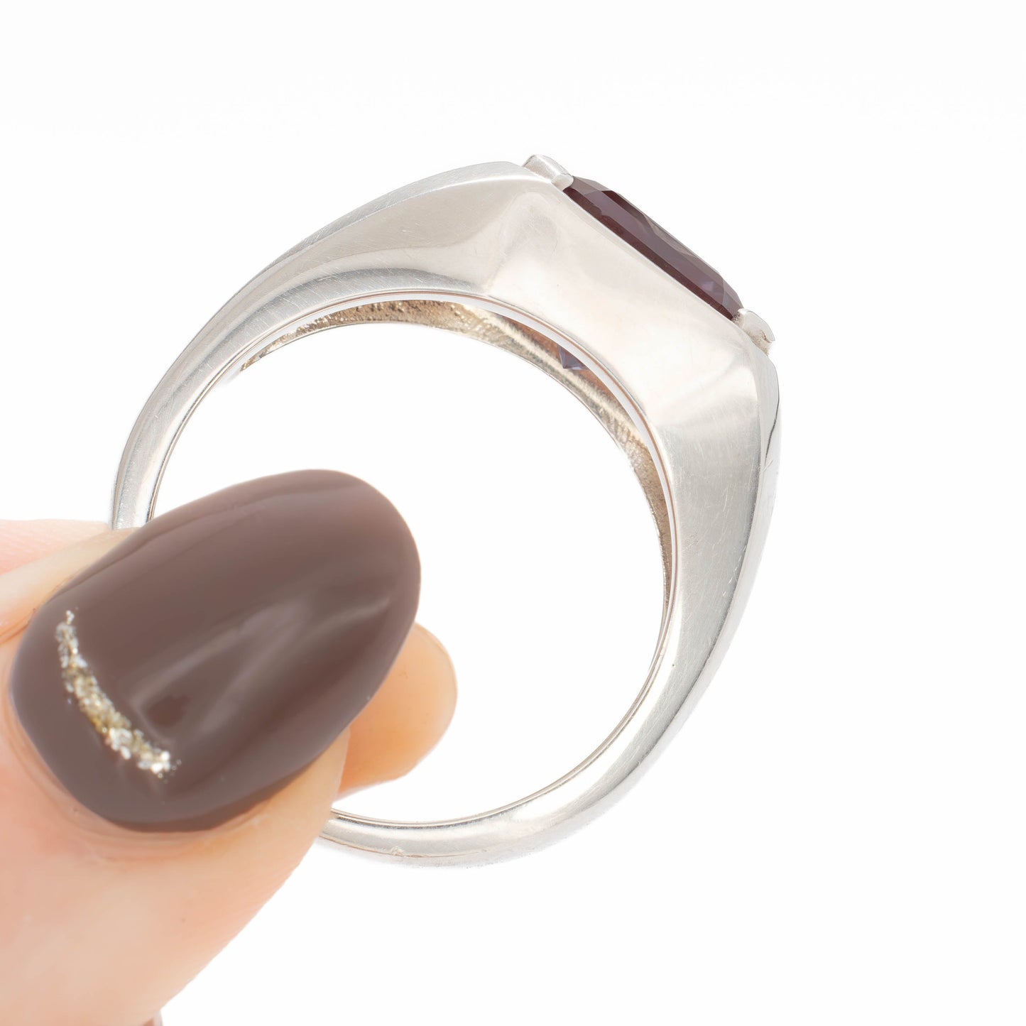 aspyn men's solitaire ring in silver with lab alexandrite radiant