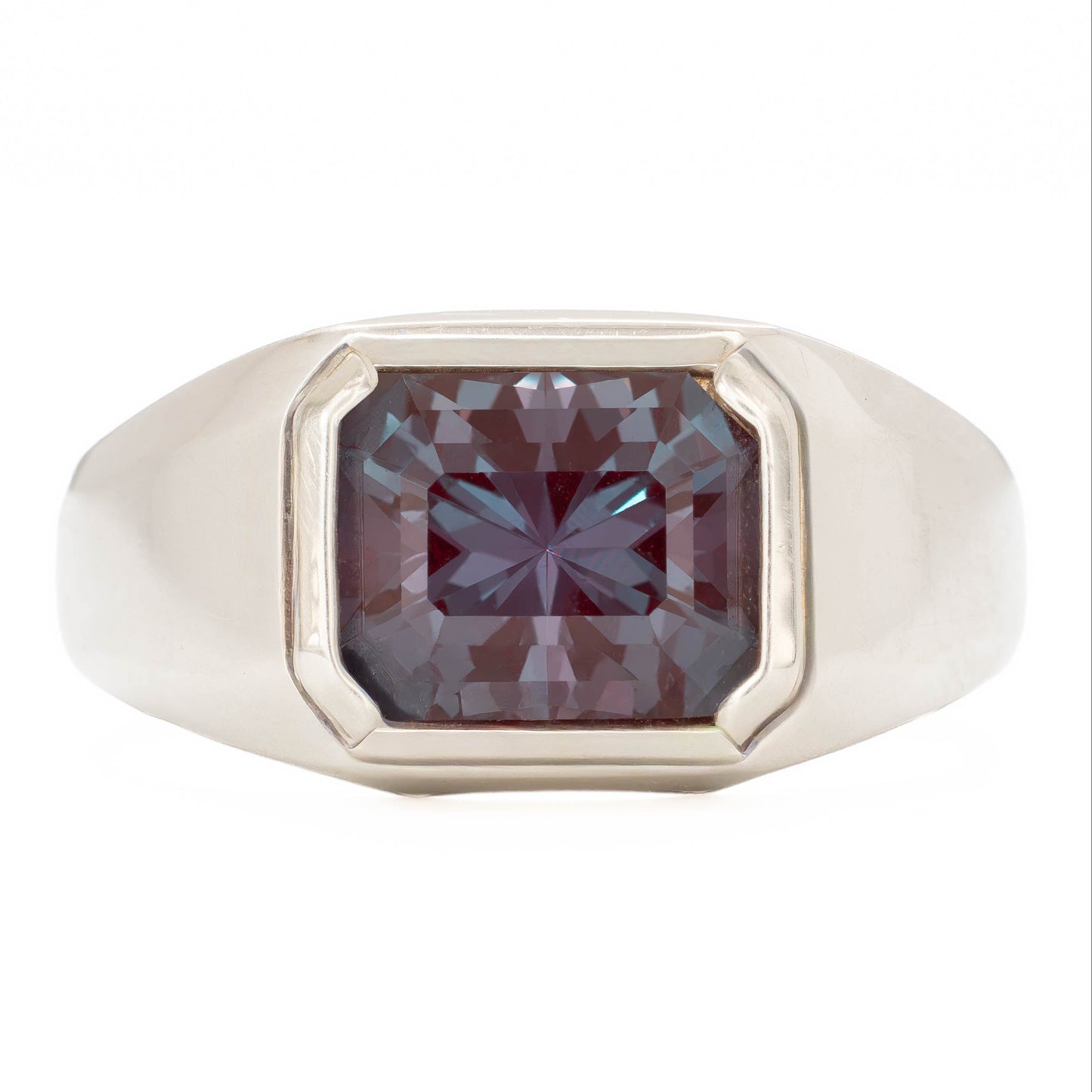 aspyn men's solitaire ring in silver with lab alexandrite radiant